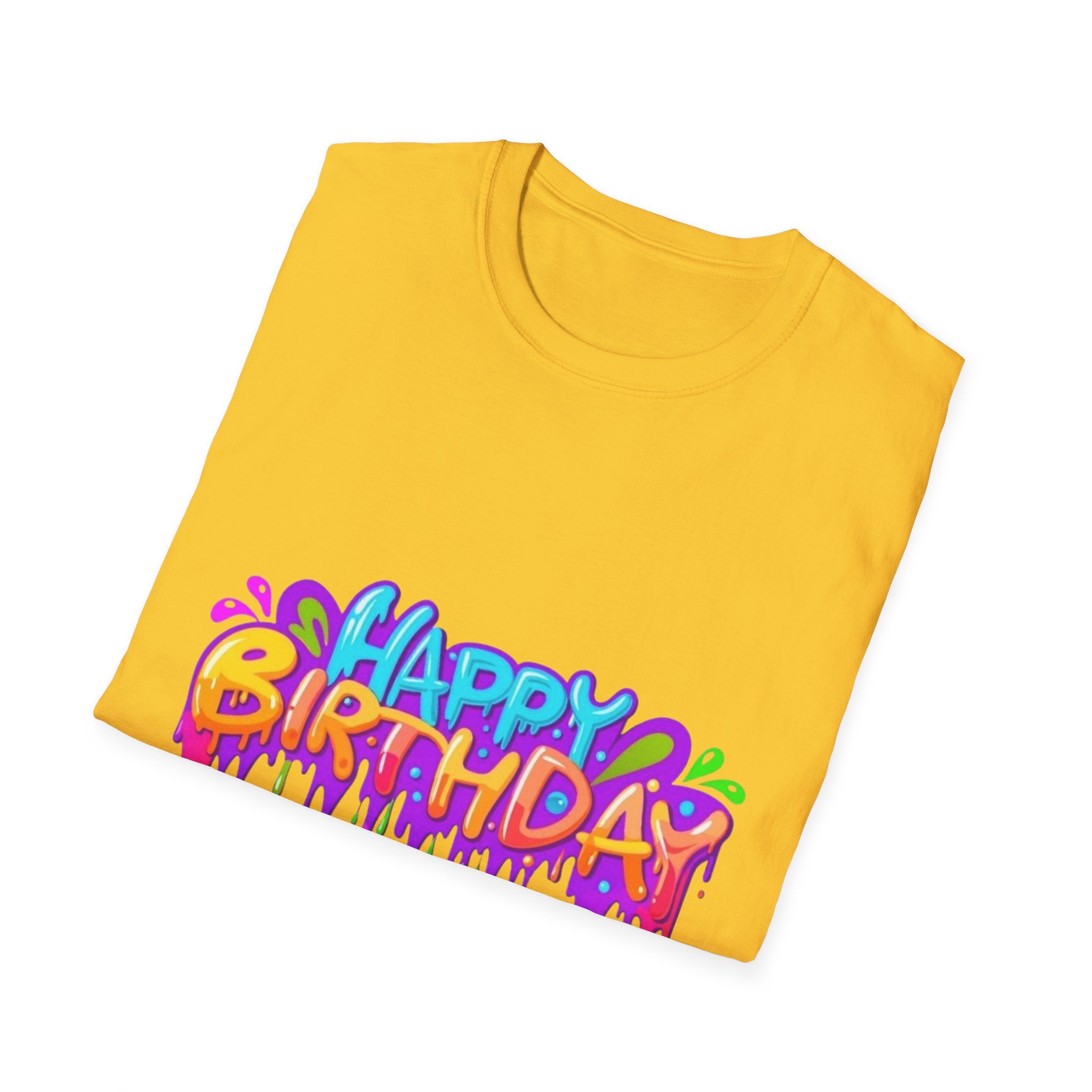 Happy Birthday Unisex Softstyle Short Sleeve T-Shirt Personalize It!