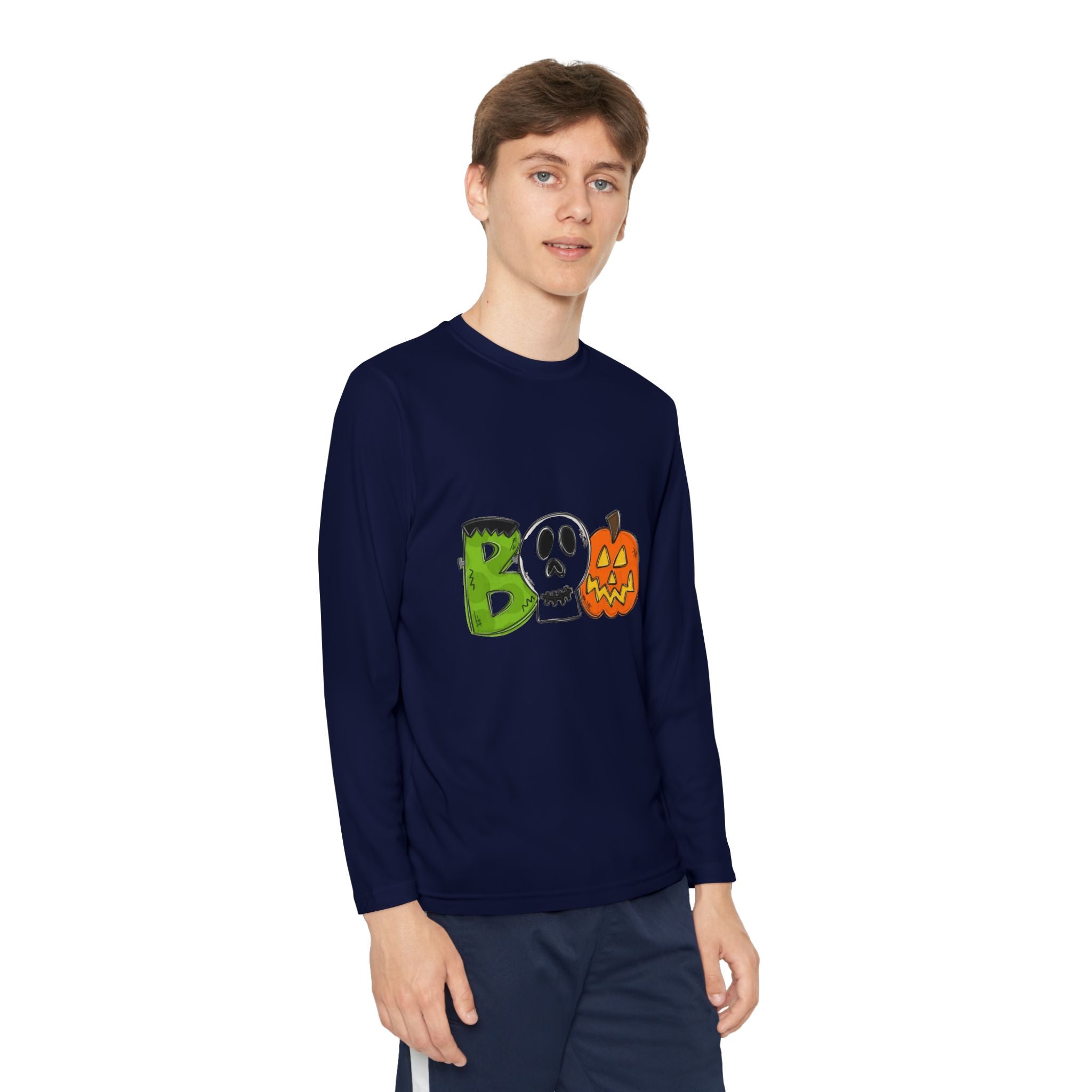 Youth Halloween Boo Long Sleeve Competitor T-Shirt