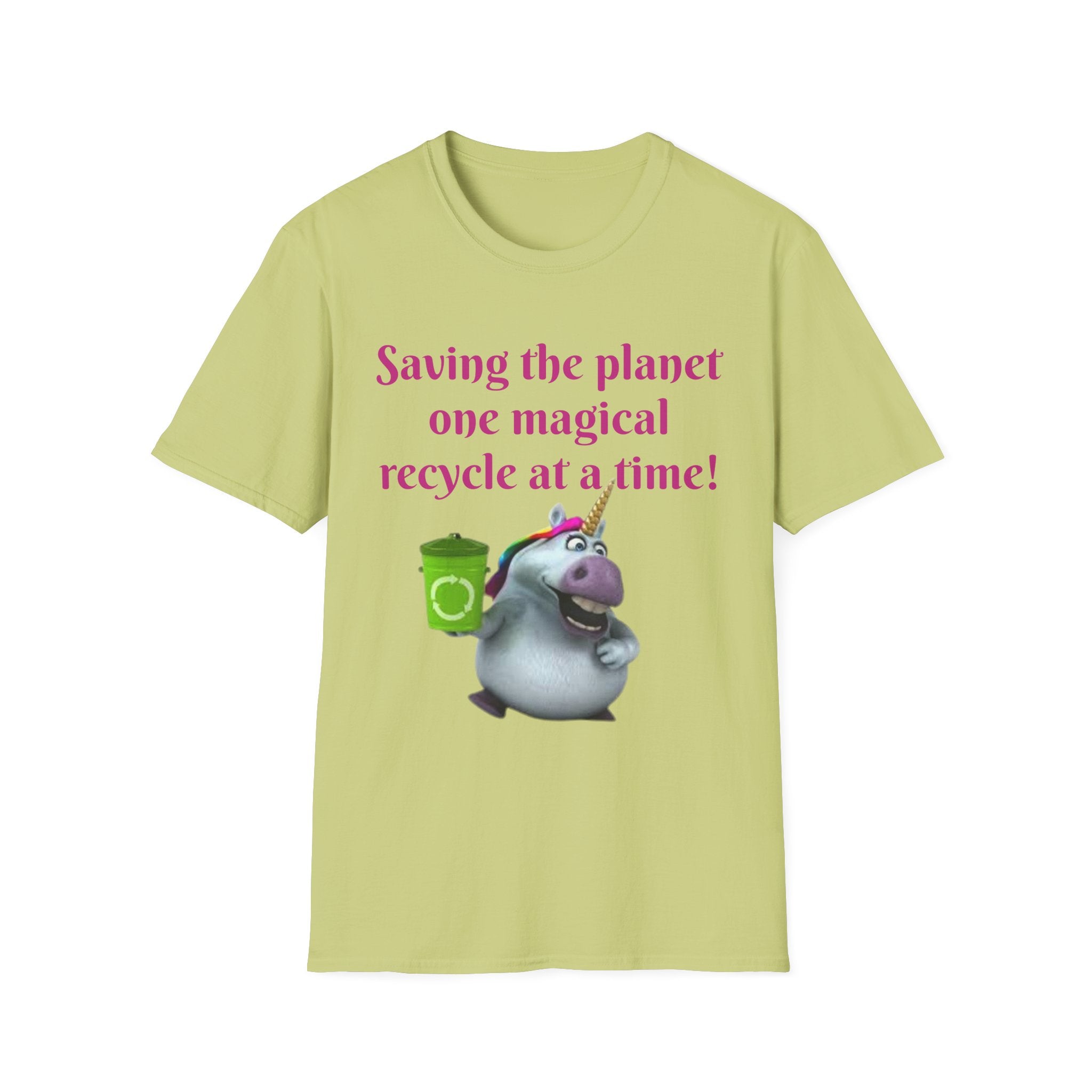 Saving The Planet One Magical Recycle At A Time! Unicorn Unisex Softstyle T-Shirt