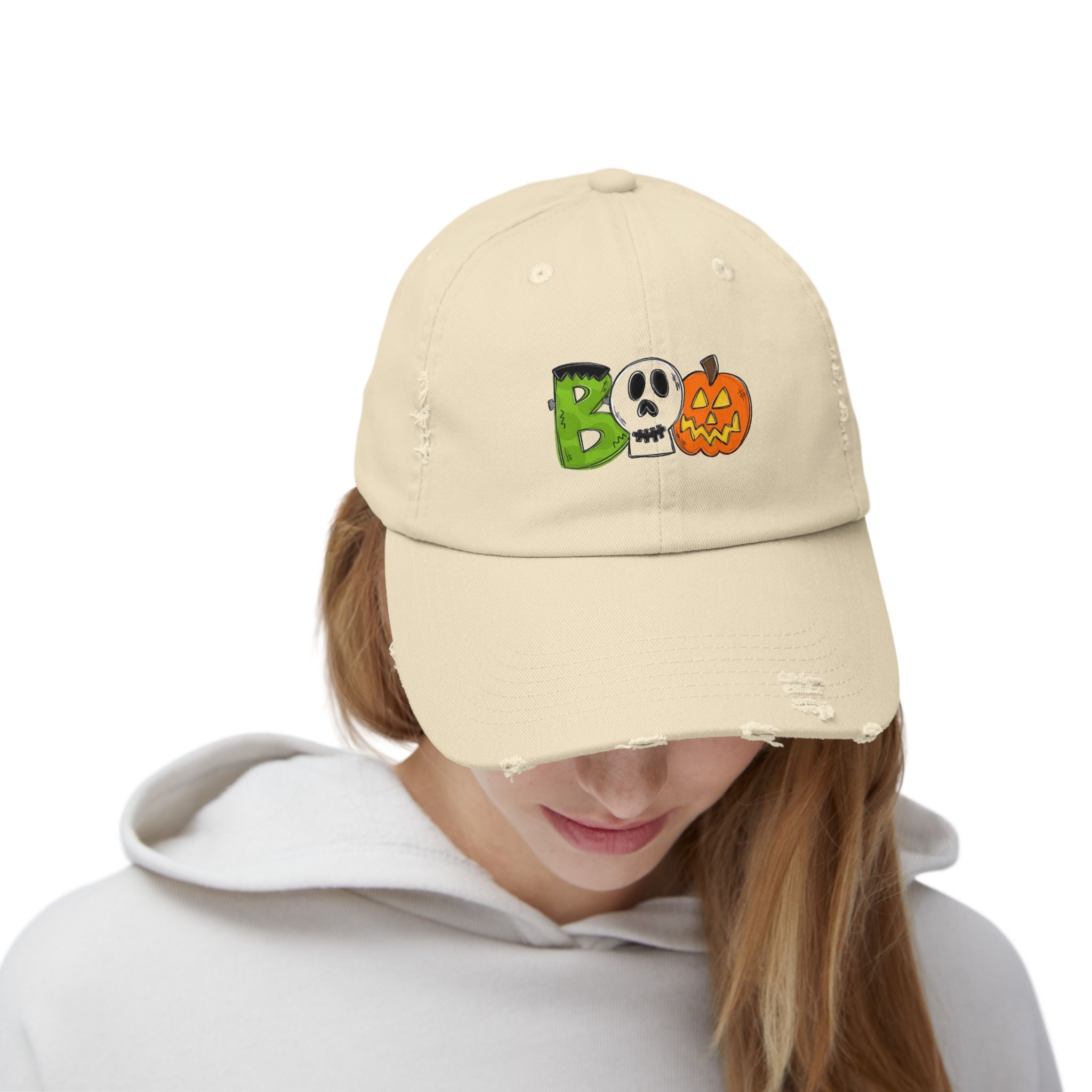 Halloween BOO Unisex Distressed Cap
