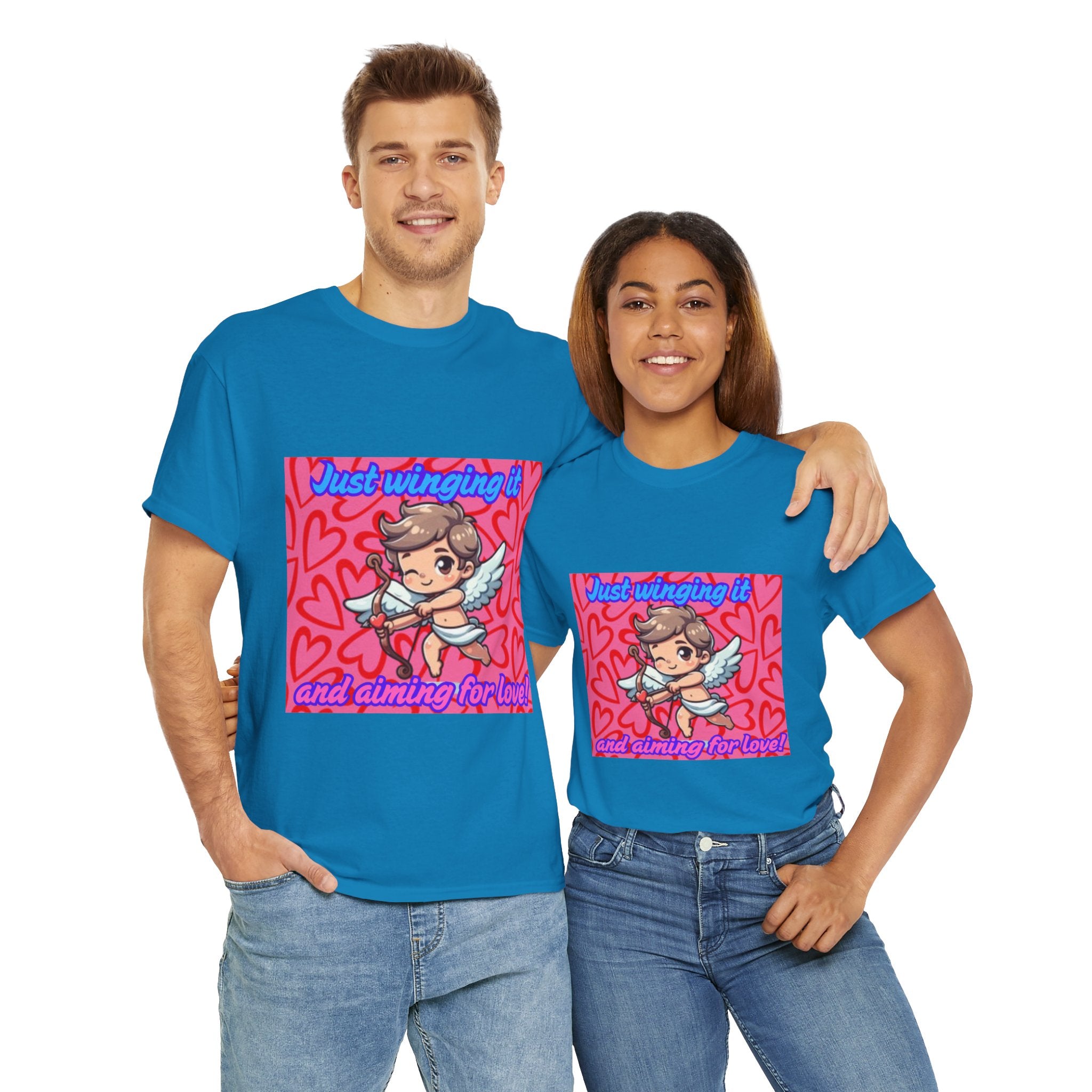 Just Winging It And Aiming For Love Unisex Heavy Cotton T-Shirt