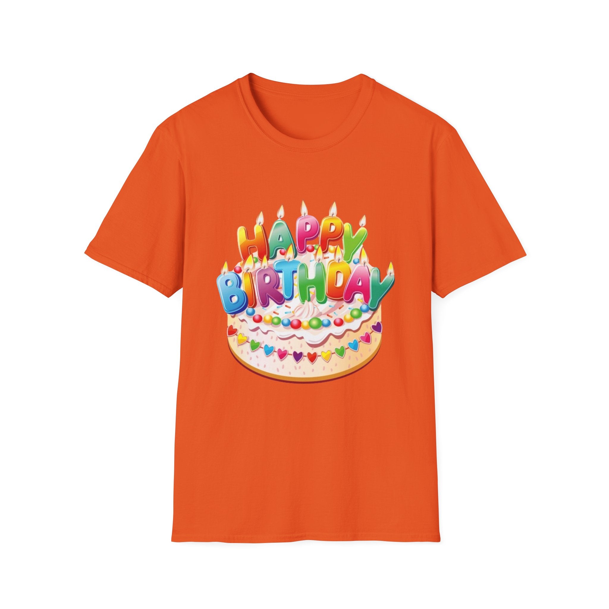 Happy Birthday Cake Unisex Softstyle T-Shirt-Personalize It!