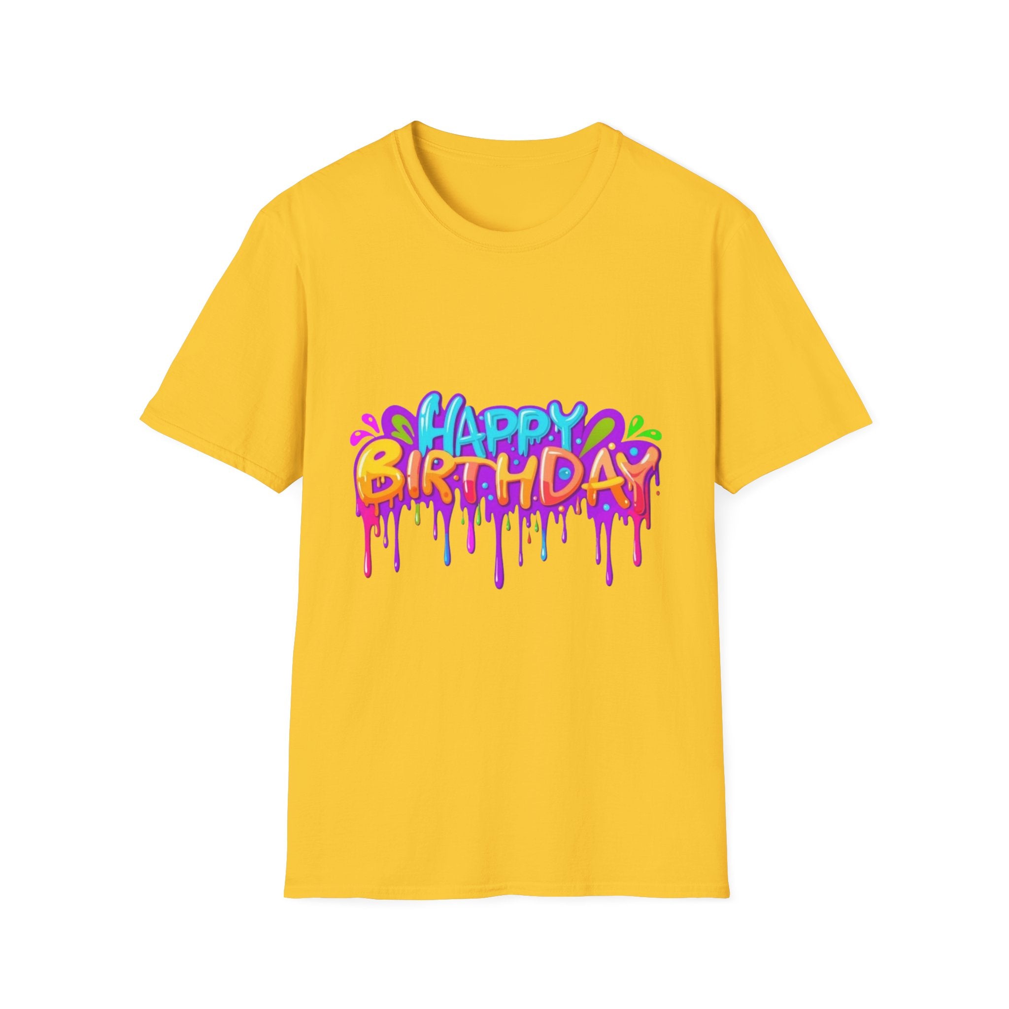 Happy Birthday Unisex Softstyle Short Sleeve T-Shirt Personalize It!