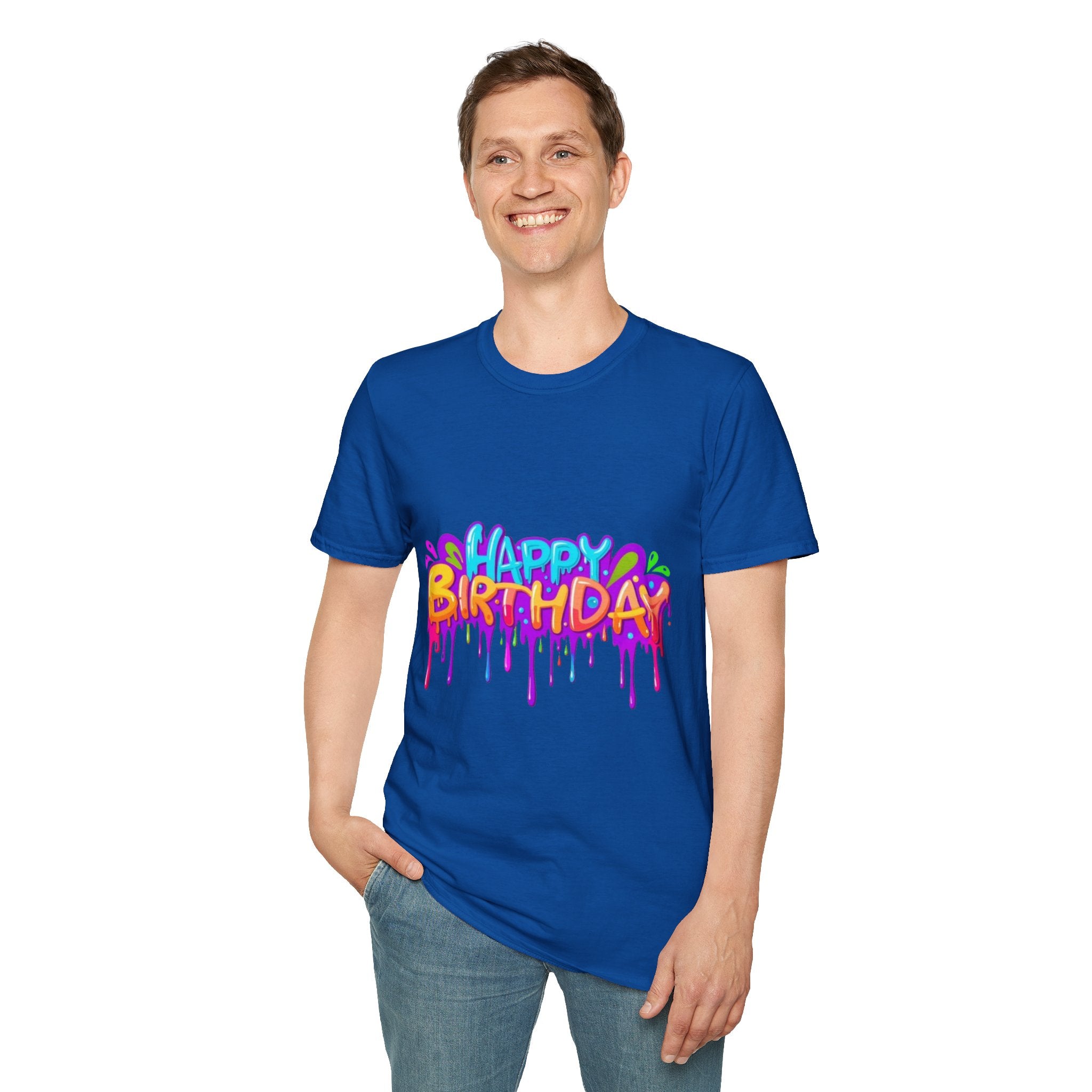 Happy Birthday Unisex Softstyle Short Sleeve T-Shirt Personalize It!