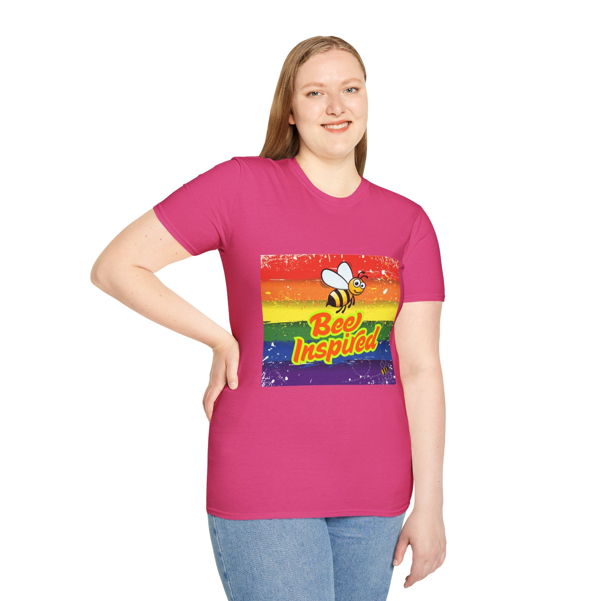 Bee Inspired Rainbow Unisex Softstyle T-Shirt