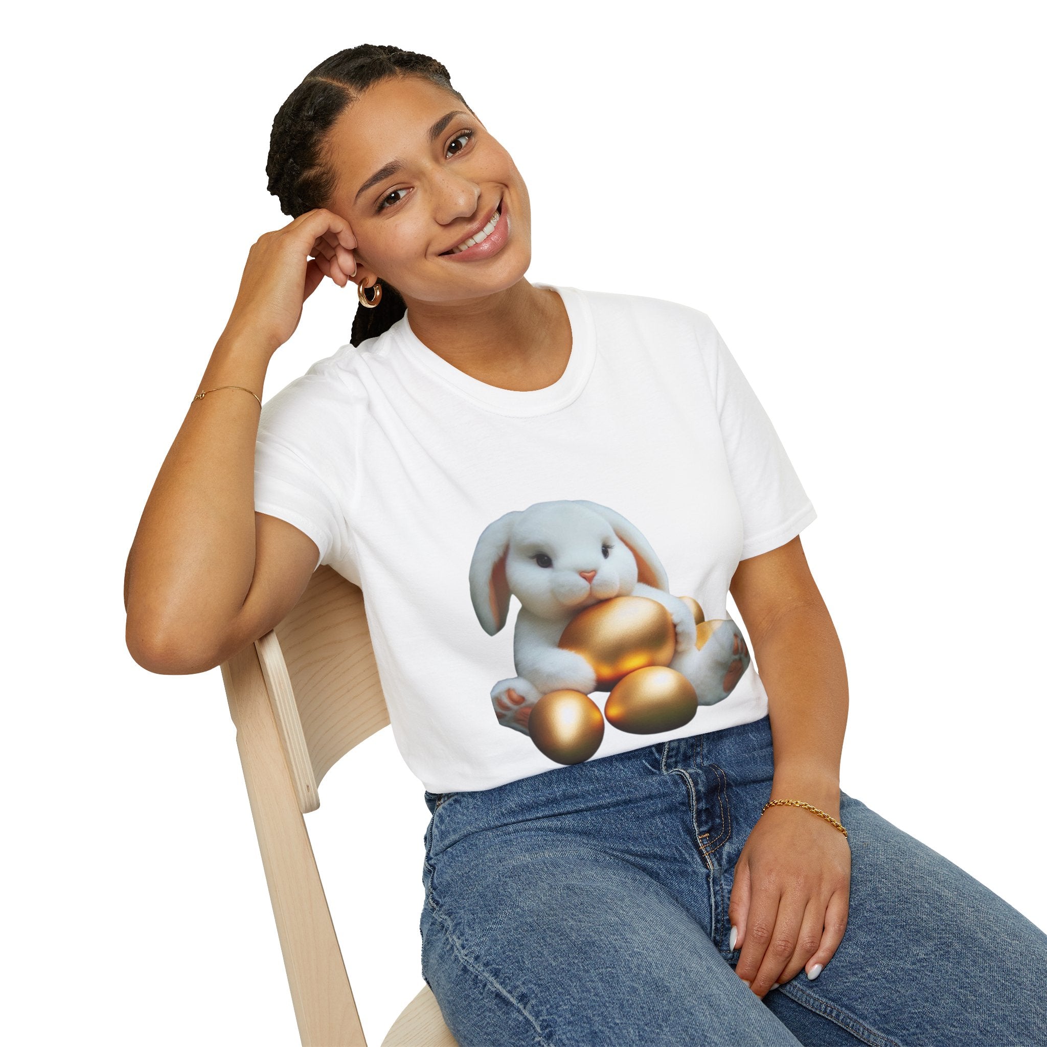 Easter Bunny And His Golden Eggs Unisex Softstyle T-Shirt