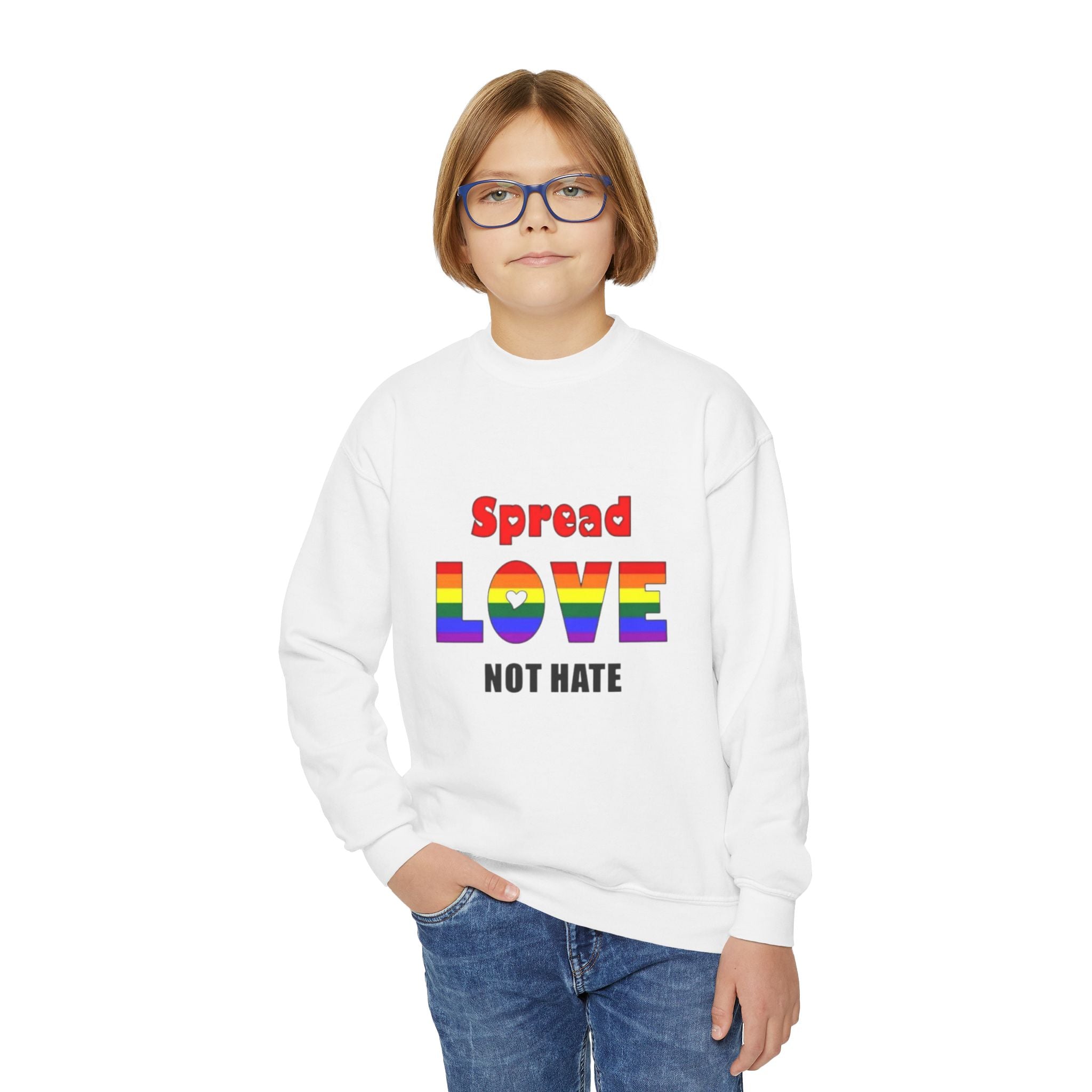 Spread Love Not Hate Youth Crewneck Sweatshirt