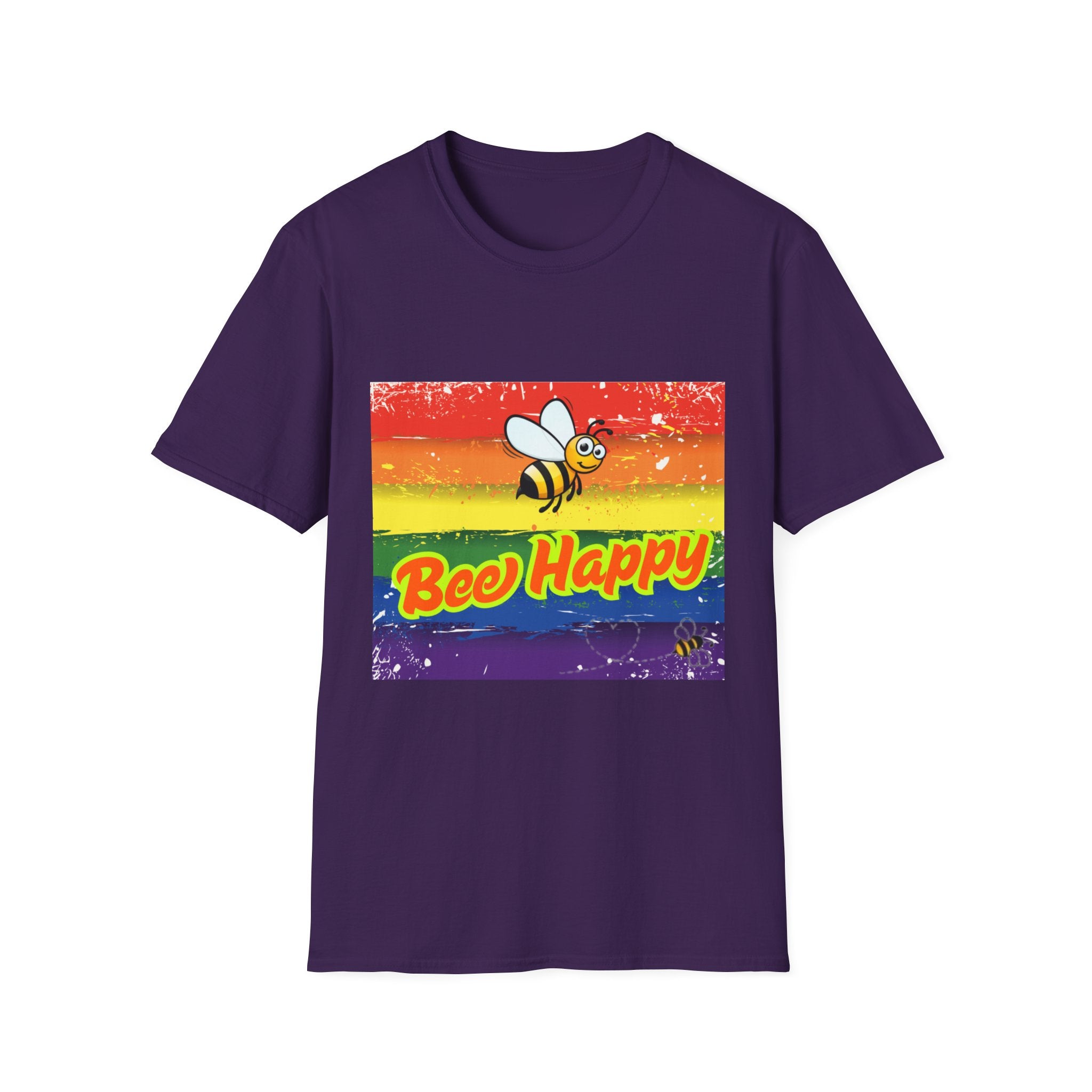Bee Happy Rainbow Unisex Softstyle T-Shirt