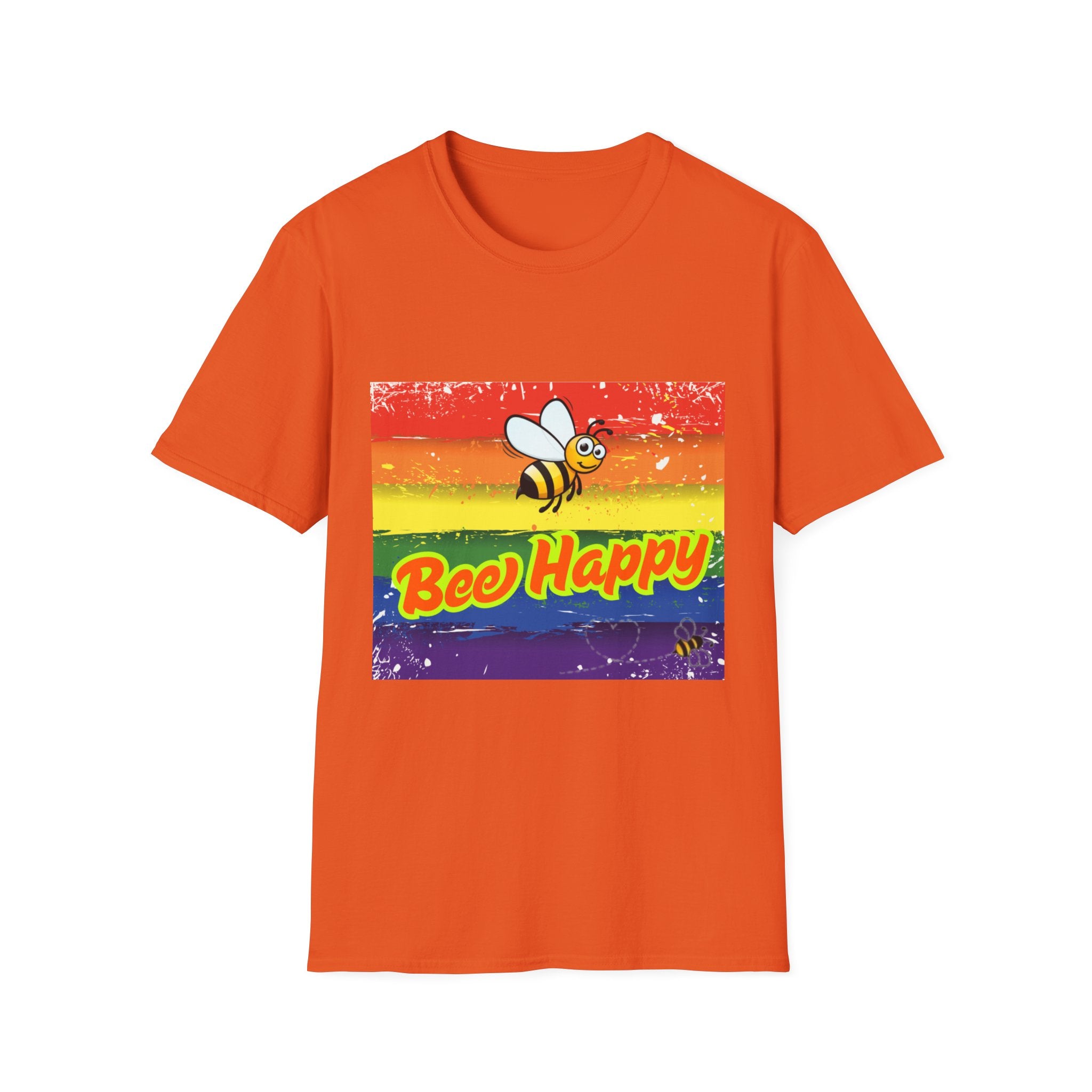 Bee Happy Rainbow Unisex Softstyle T-Shirt
