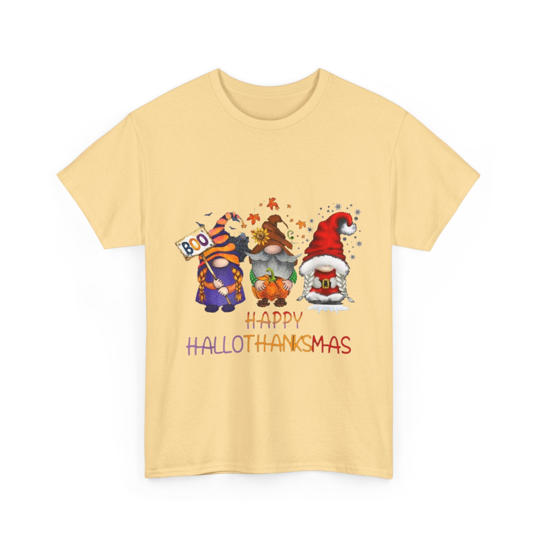 Happy Hallothanksmas Gnome Unisex Heavy Cotton T-Shirt