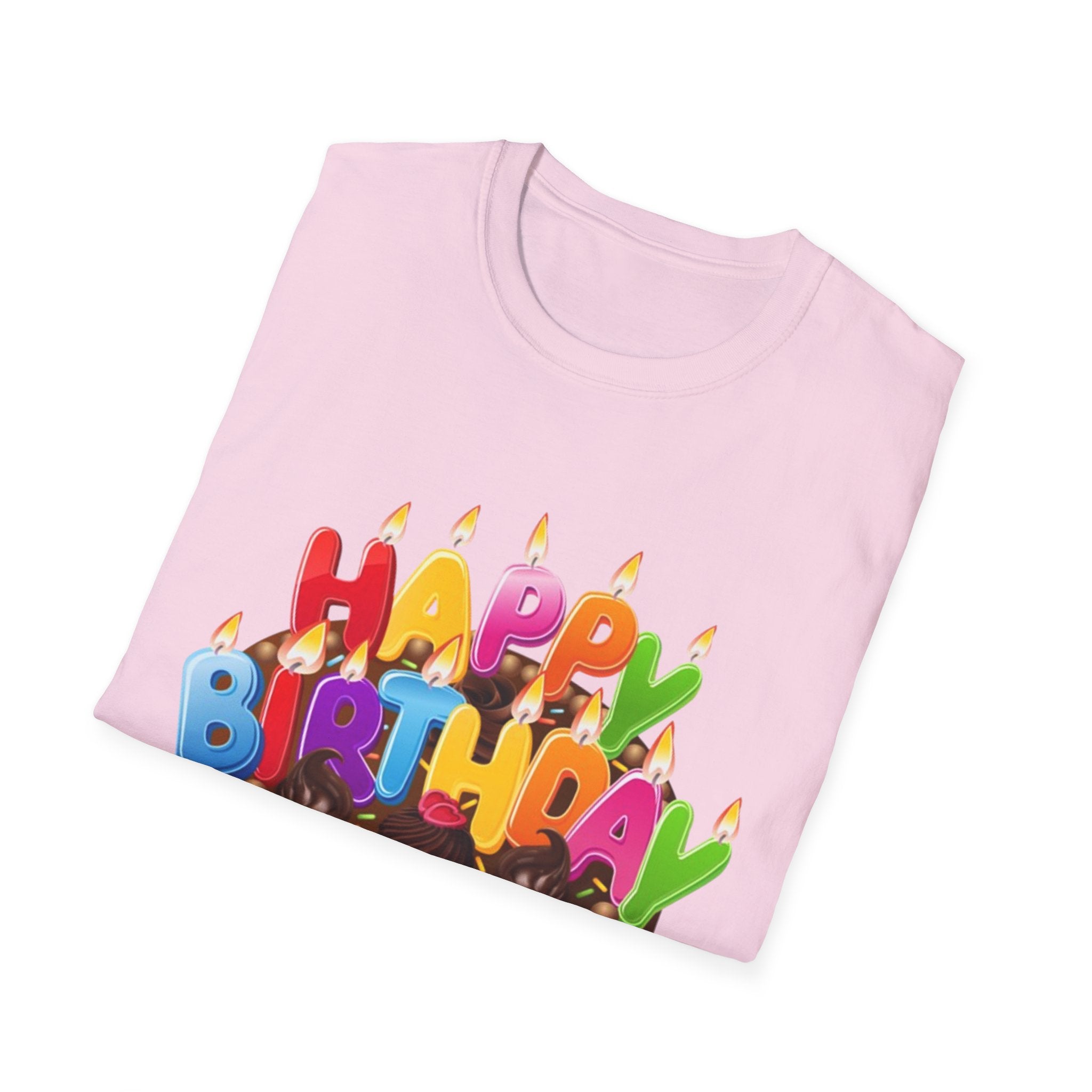 Happy Birthday Cake Unisex Softstyle T-Shirt Personalize It!