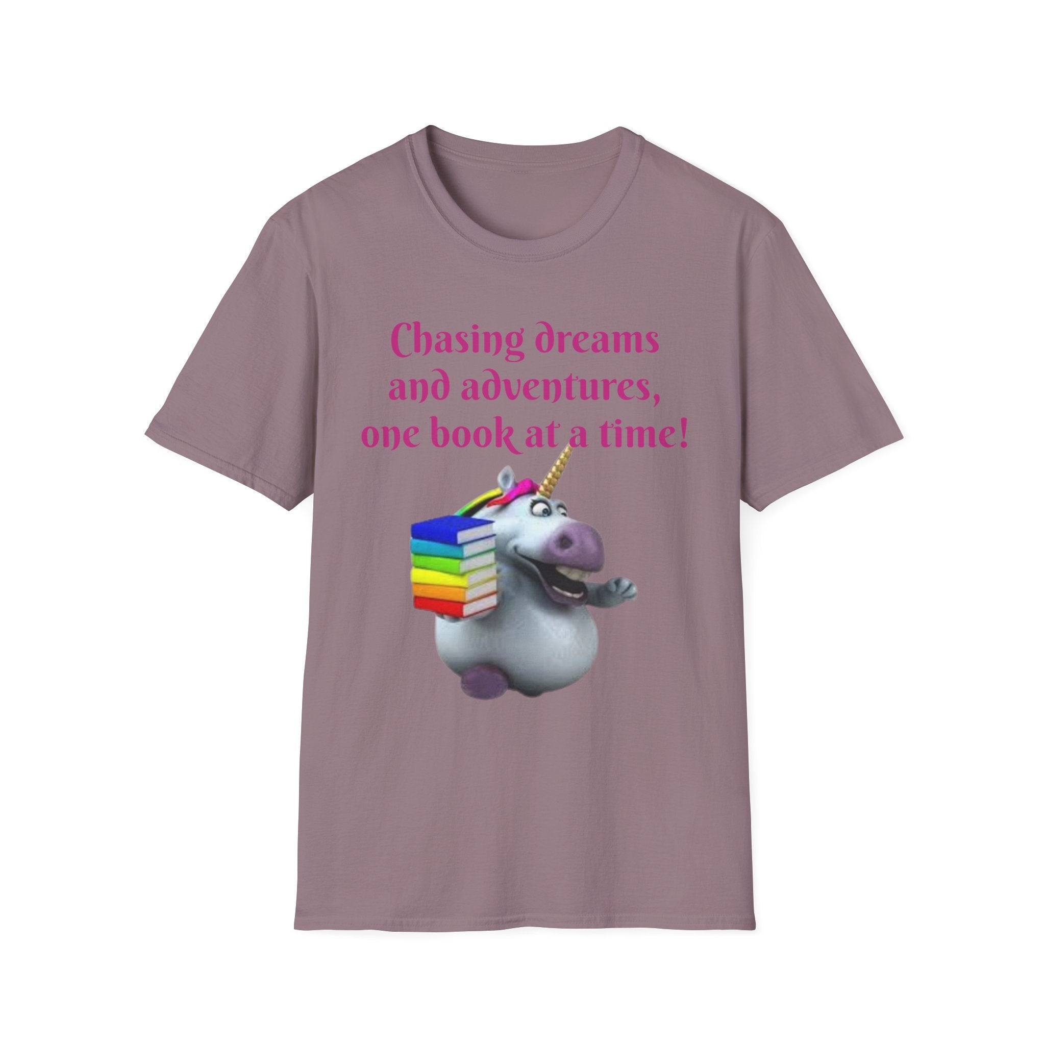 Chasing Dreams And Adventures, One Book At A Time! Unicorn Unisex Softstyle T-Shirt