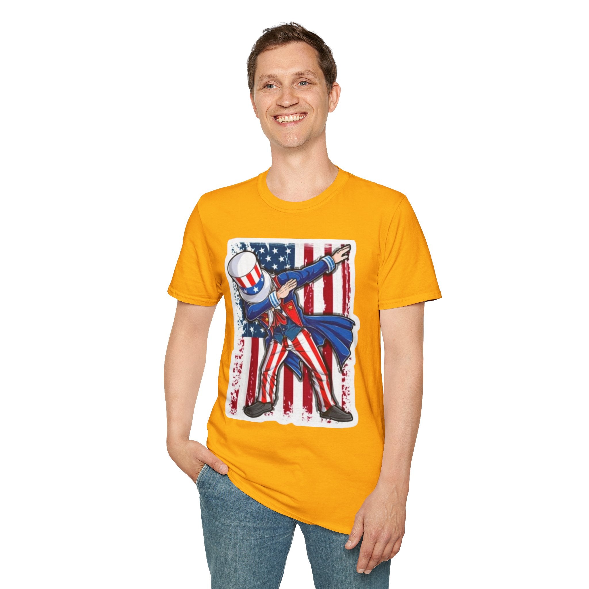 Patriotic Uncle Sam Dabbing Unisex Softstyle T-Shirt