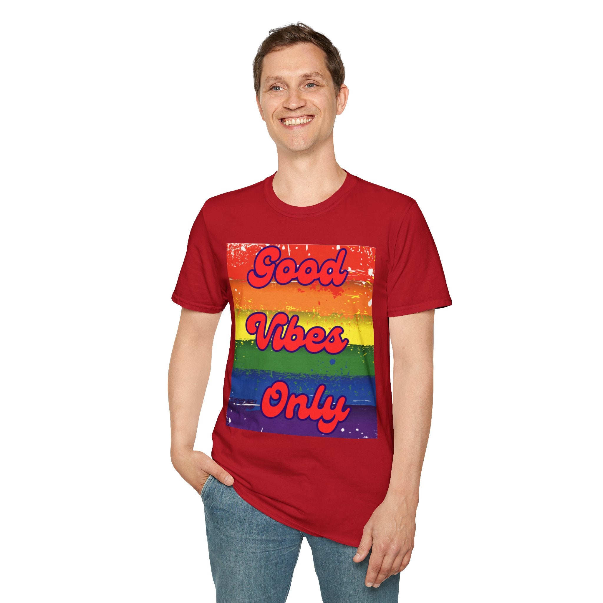 Good Vibes Only Red Unisex Softstyle T-Shirt