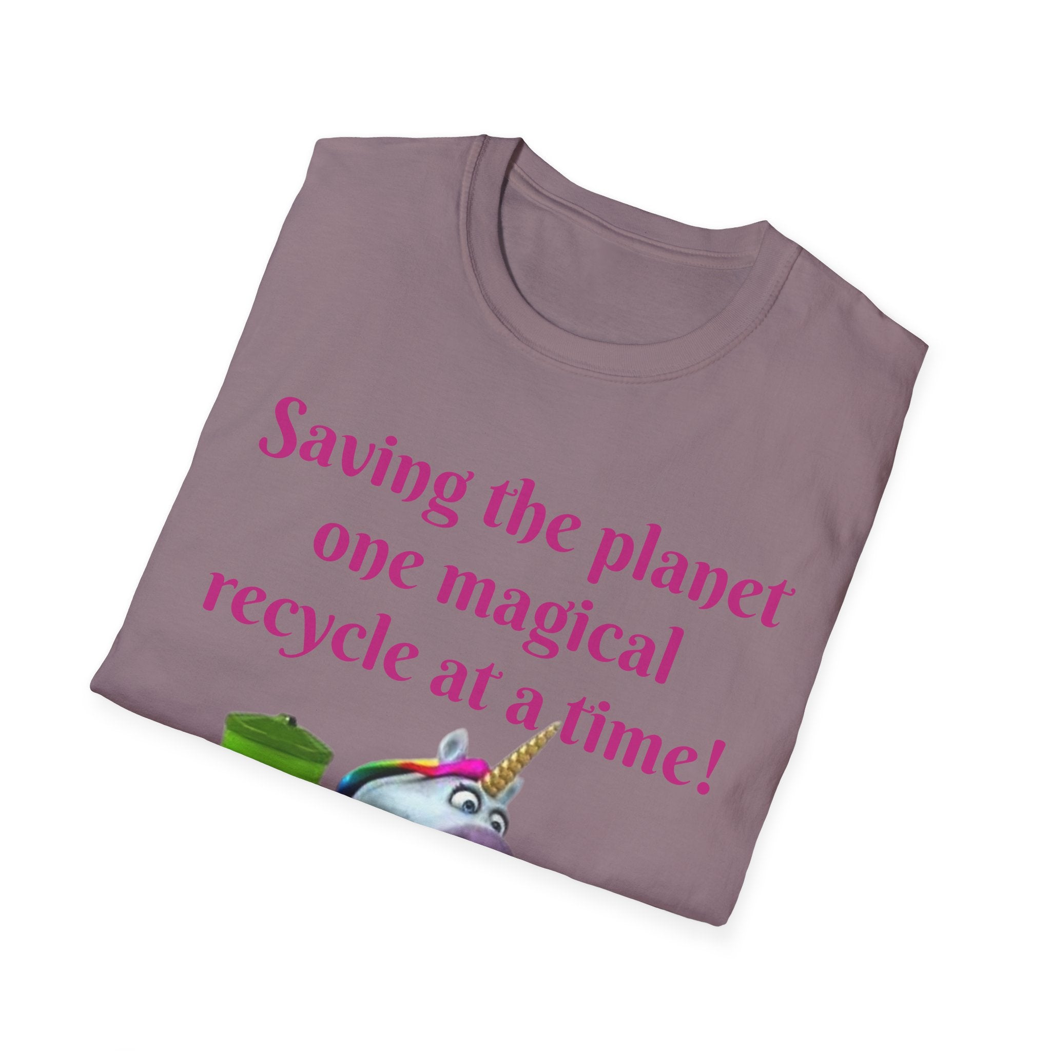 Saving The Planet One Magical Recycle At A Time! Unicorn Unisex Softstyle T-Shirt
