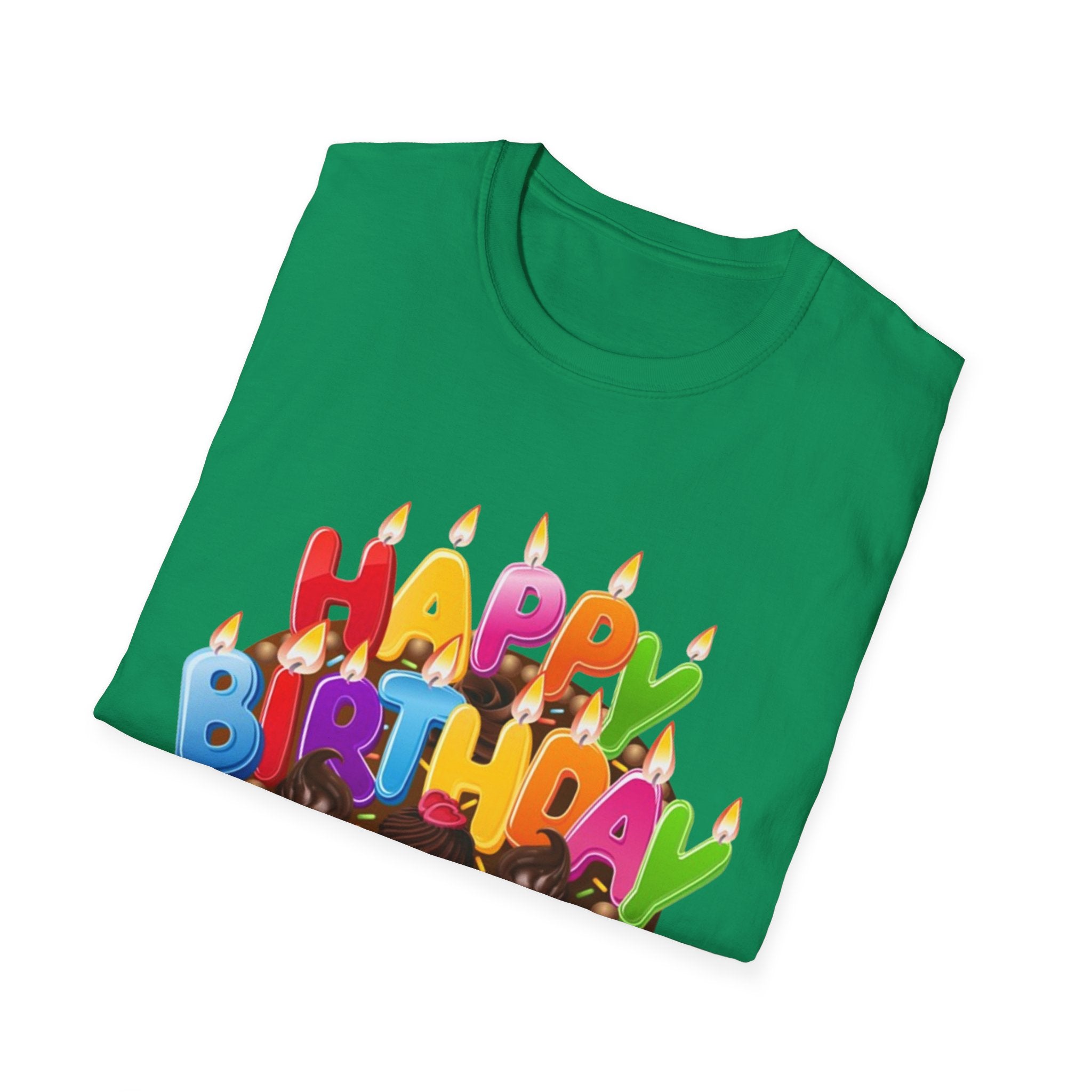 Happy Birthday Cake Unisex Softstyle T-Shirt Personalize It!