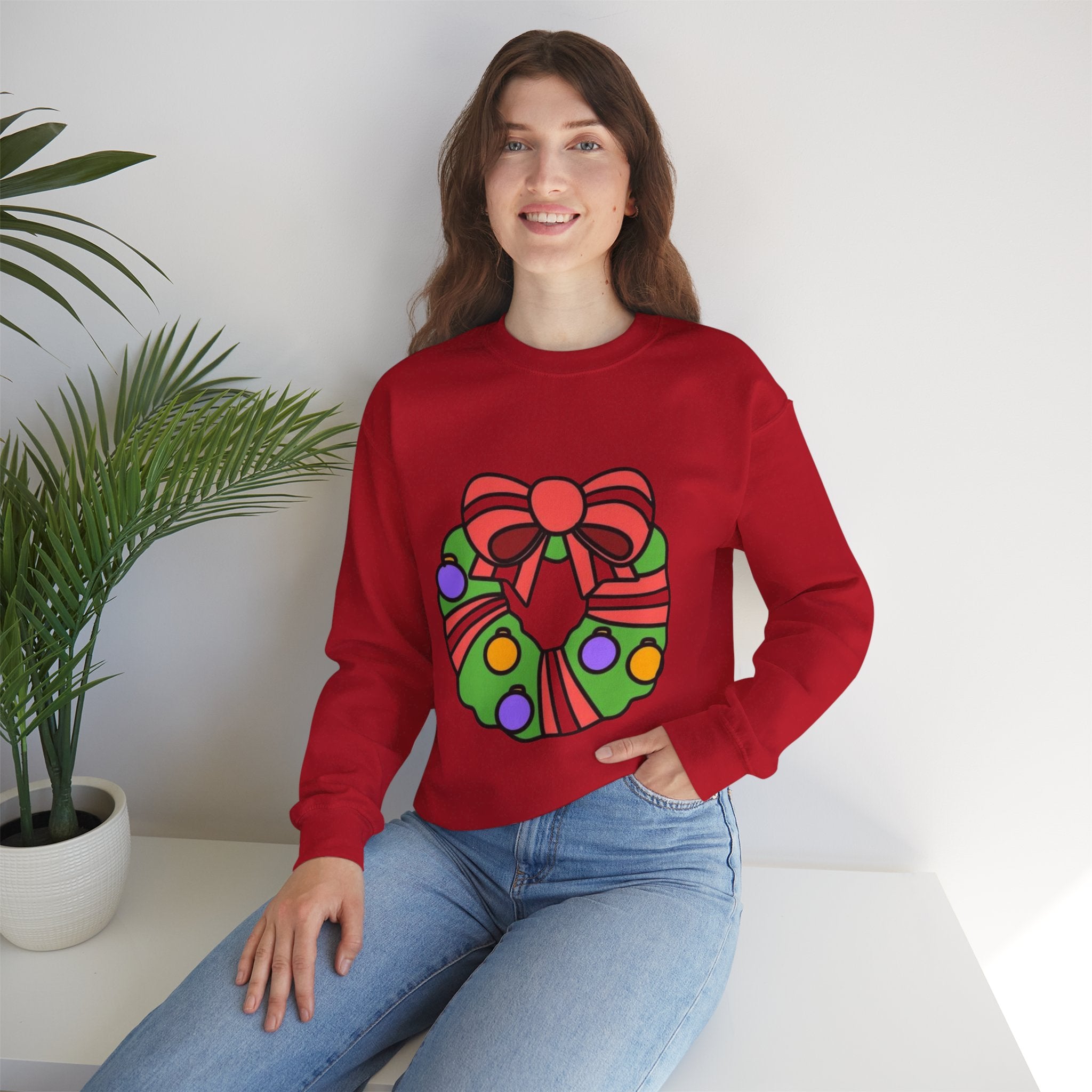 Holiday Wreath Unisex Heavy Blend™ Crewneck Sweatshirt