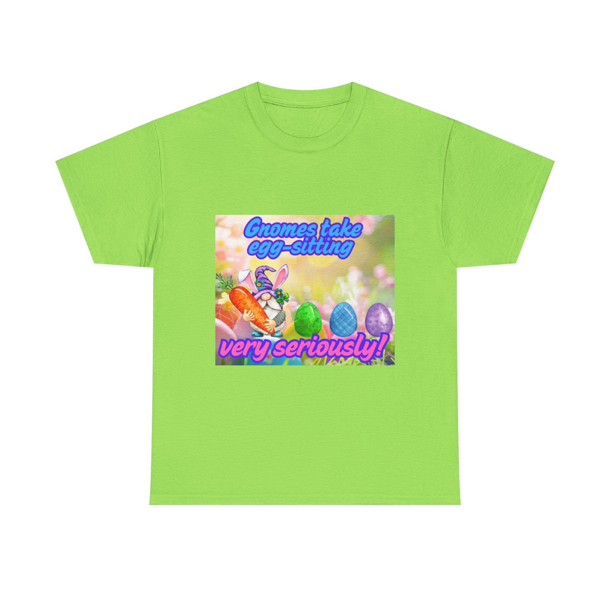Gnomes Take Egg-Sitting Very Seriously Unisex Heavy Cotton T-Shirt