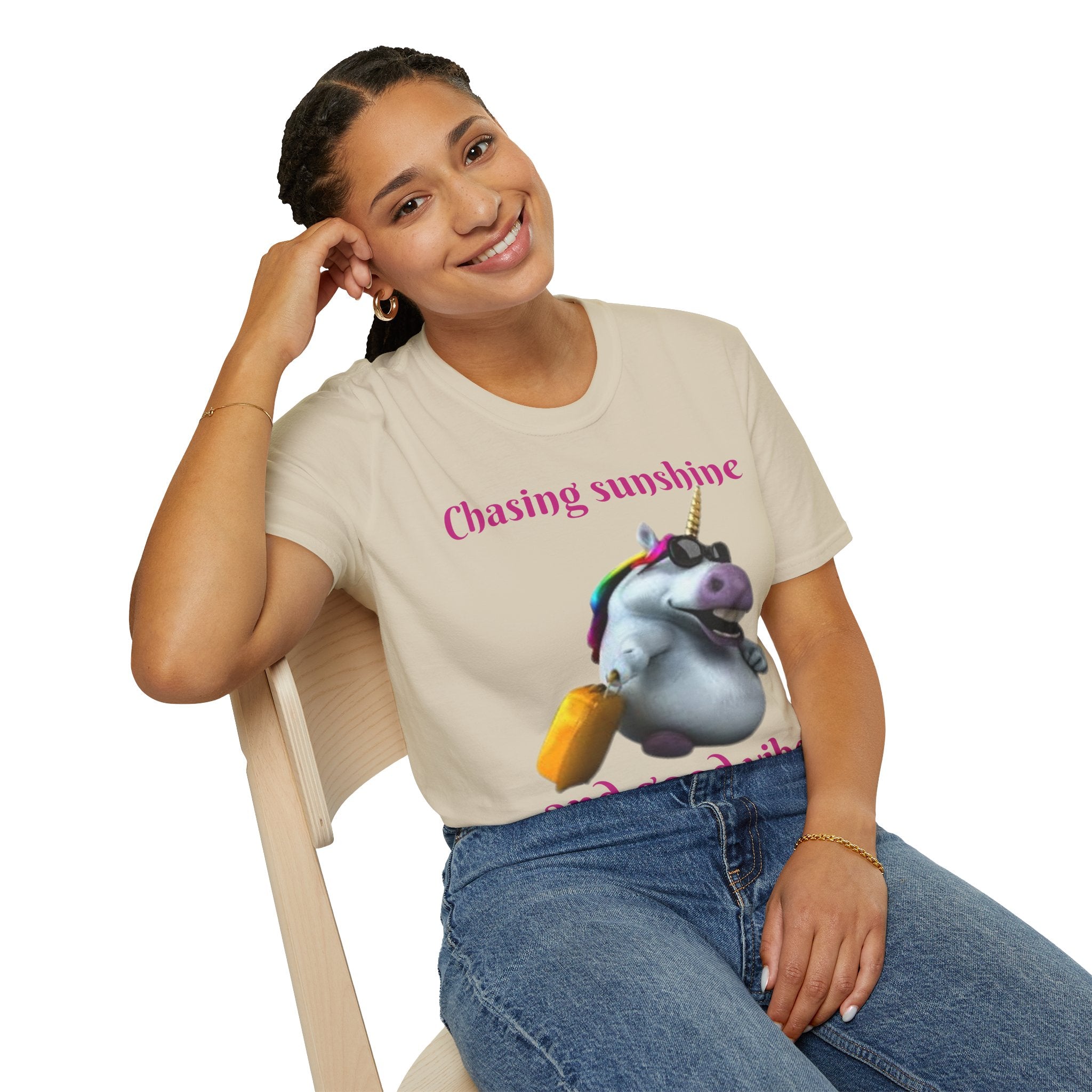 Chasing Sunshine And Good Vibes Unicorn Unisex Softstyle T-Shirt