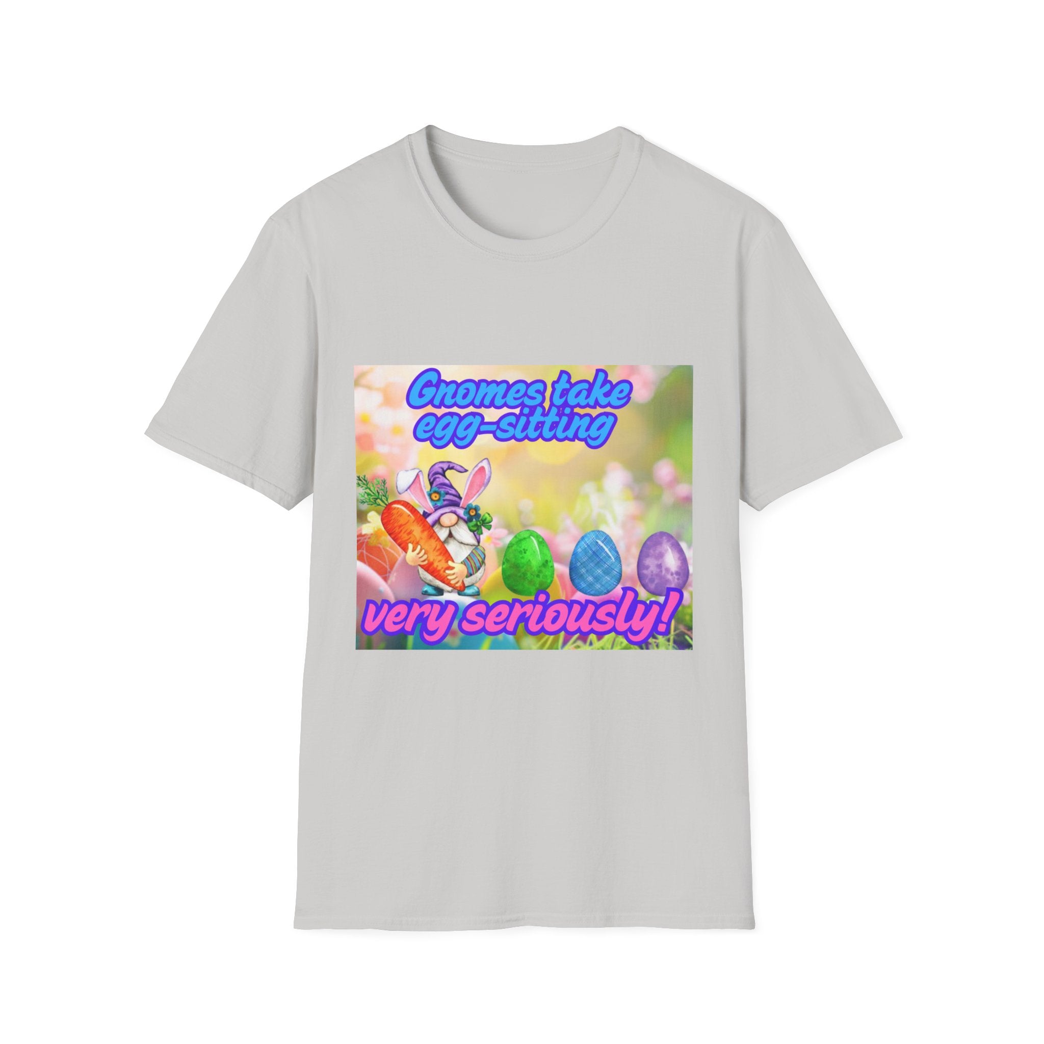 Gnomes Take Egg-Sitting Very Seriously Unisex Softstyle T-Shirt