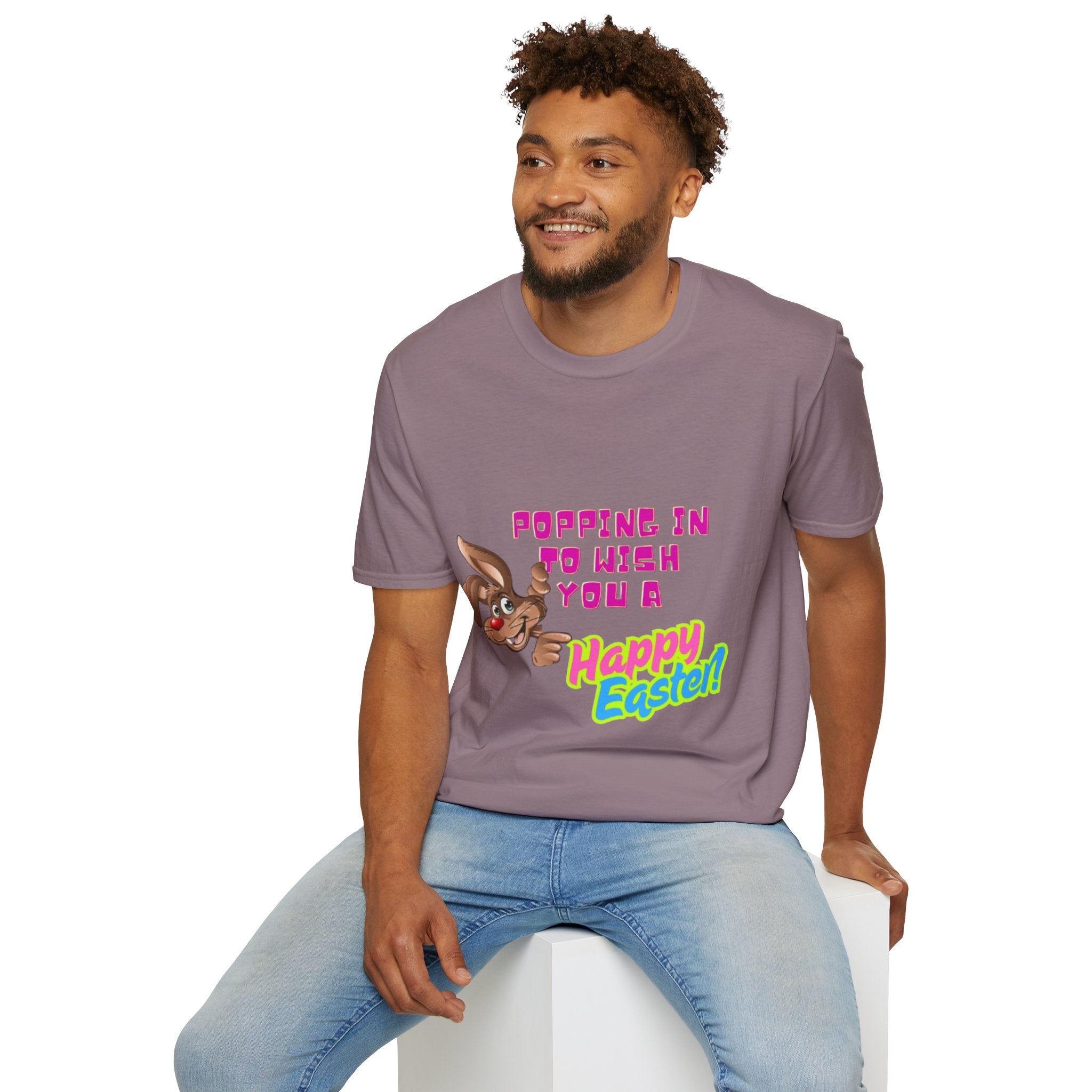 Popping In To Wish You A Happy Easter Bunny Unisex Softstyle T-Shirt