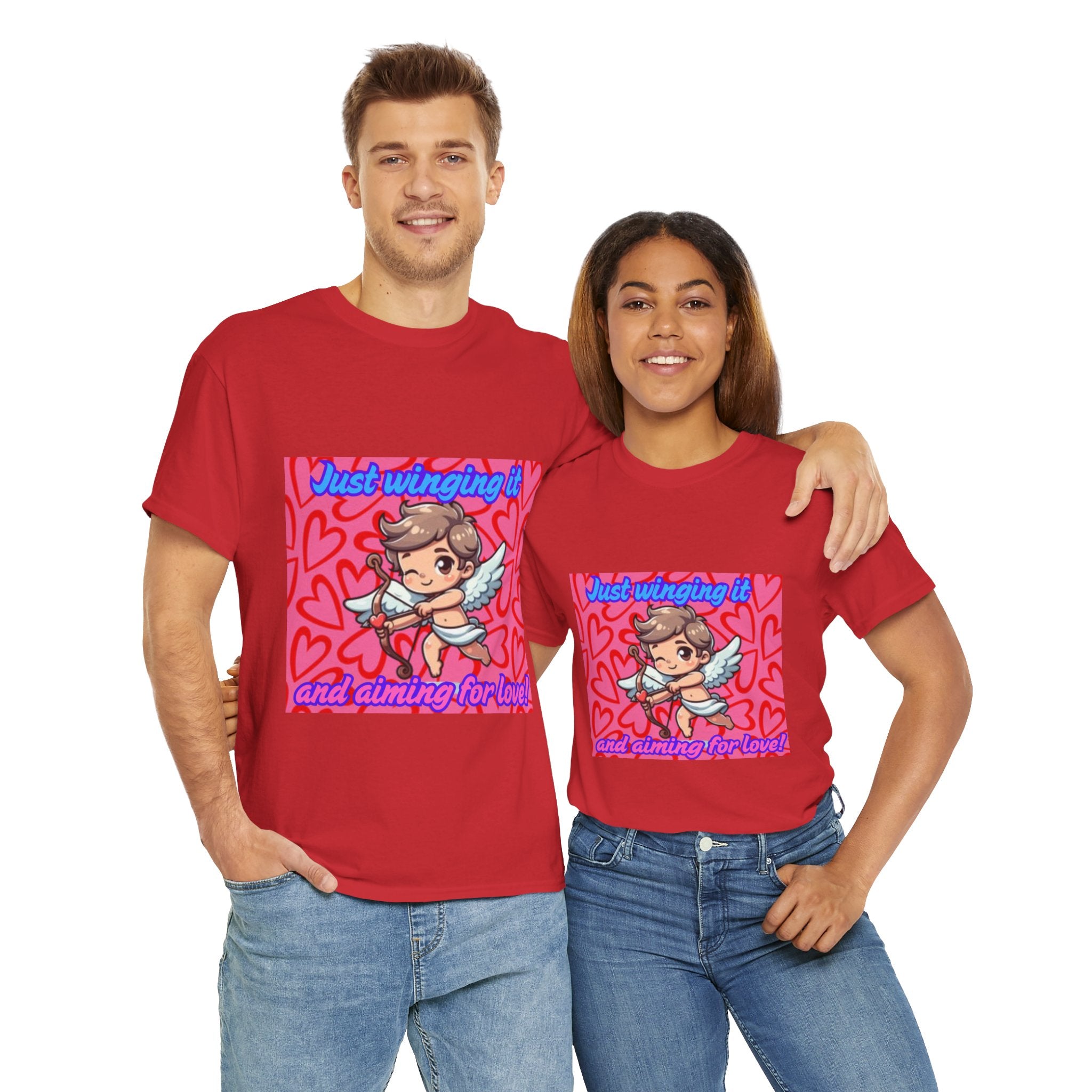 Just Winging It And Aiming For Love Unisex Heavy Cotton T-Shirt