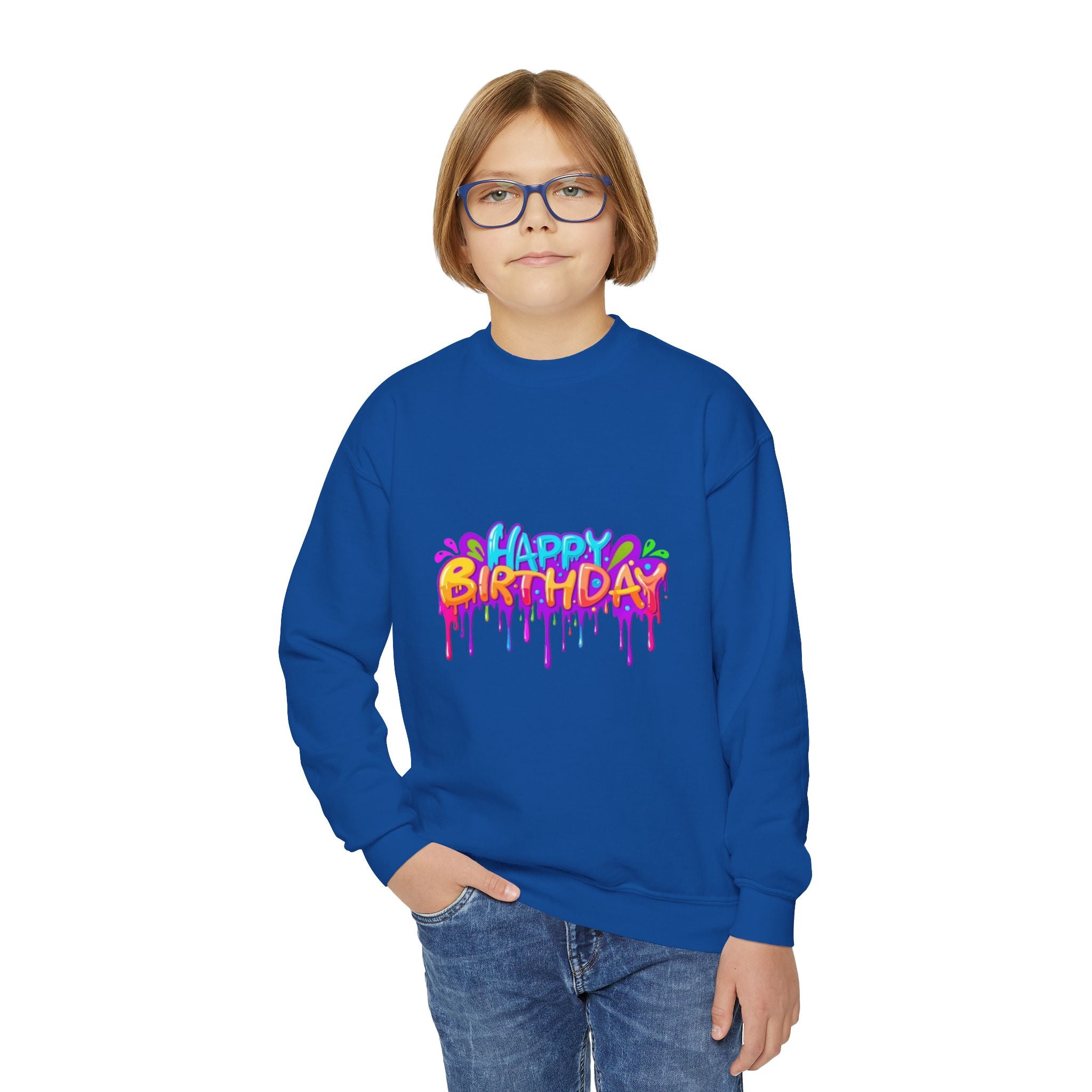 Happy Birthday Youth Crewneck Sweatshirt Personalize It!