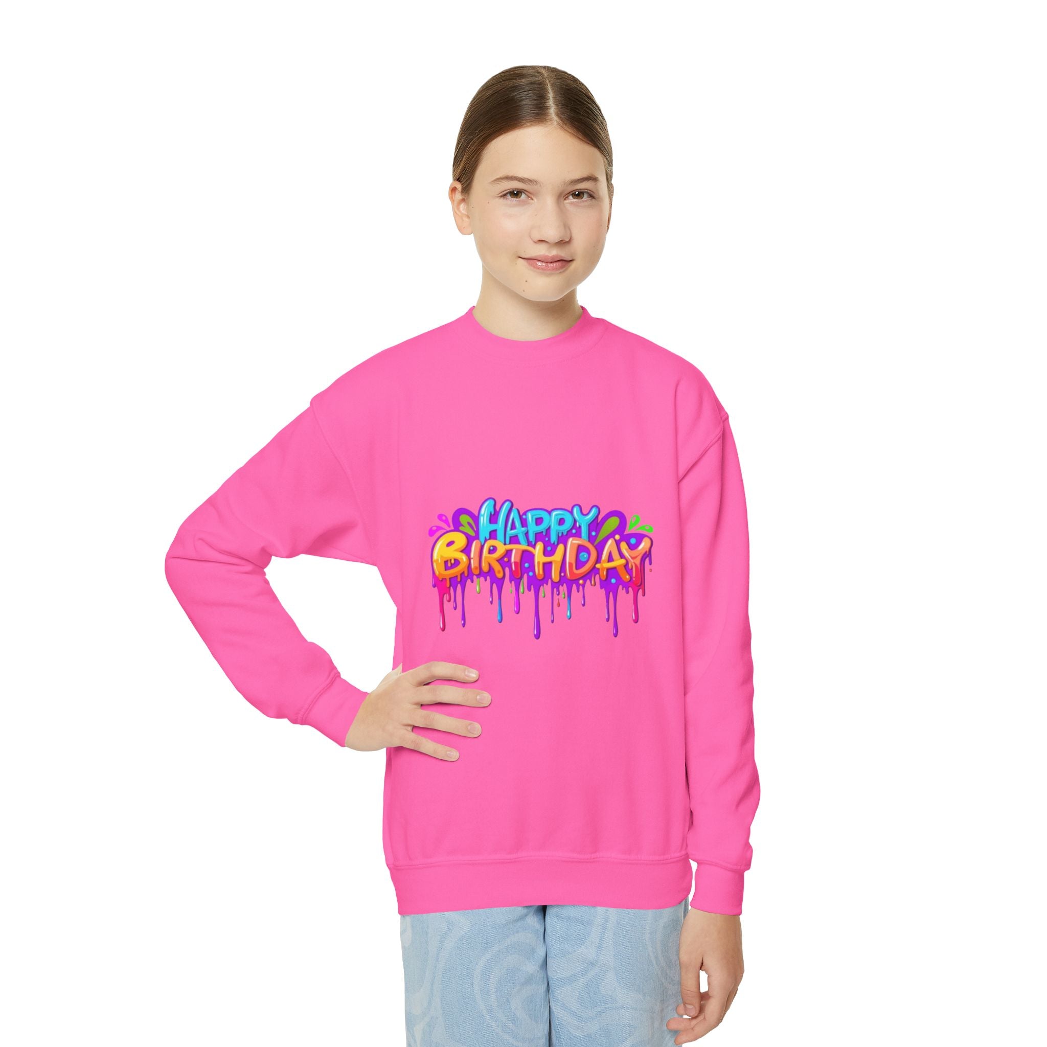Happy Birthday Youth Crewneck Sweatshirt Personalize It!