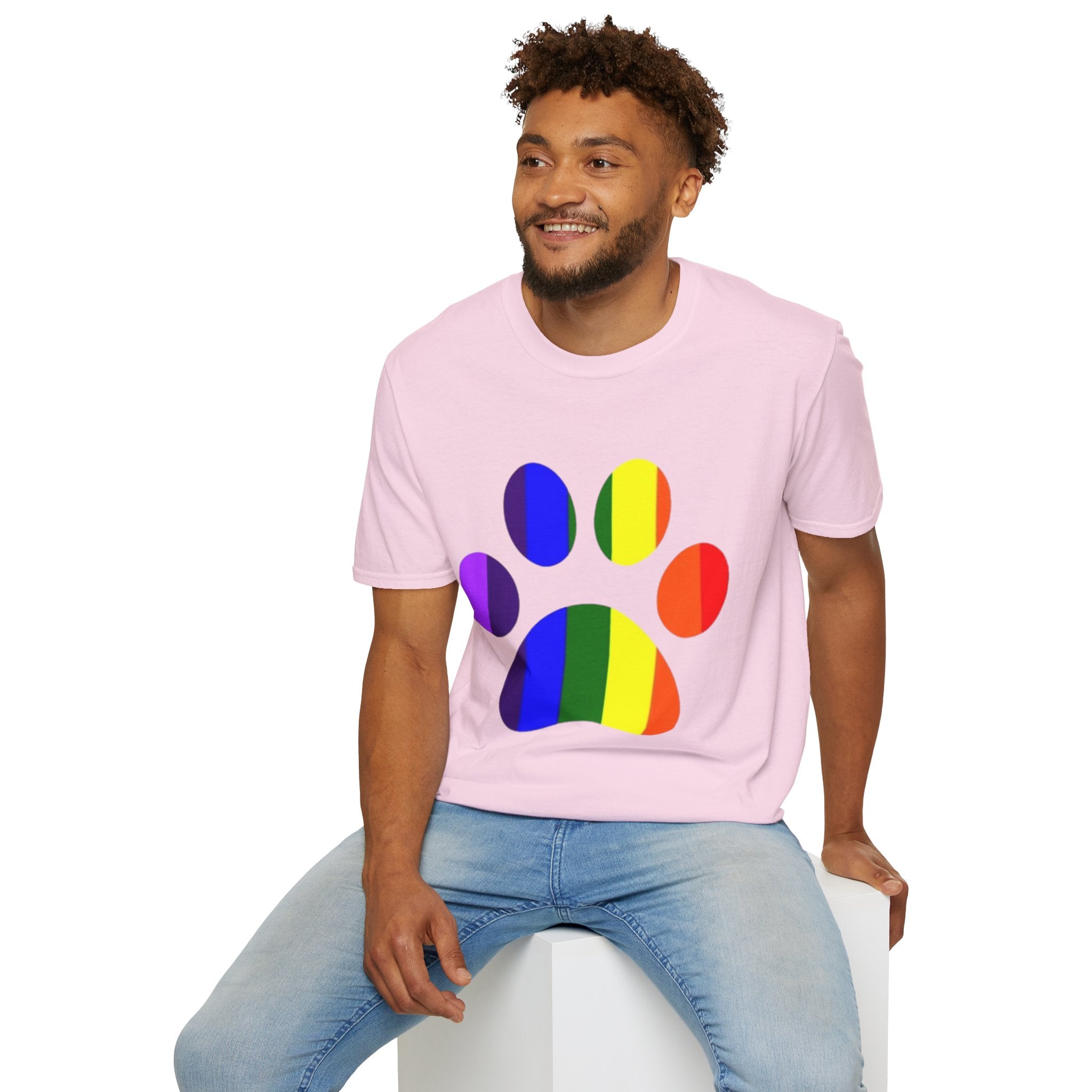Pride Paw Print Unisex Softstyle T-Shirt