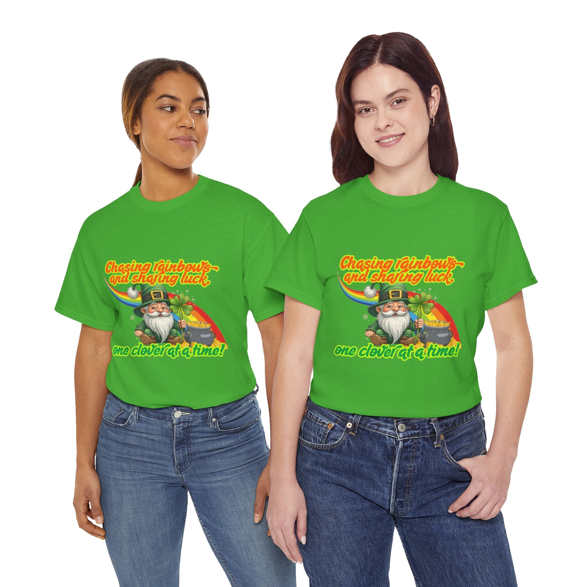 Chasing Rainbows And Sharing Luck, One Clover At A Time! Unisex Heavy Cotton T-Shirt