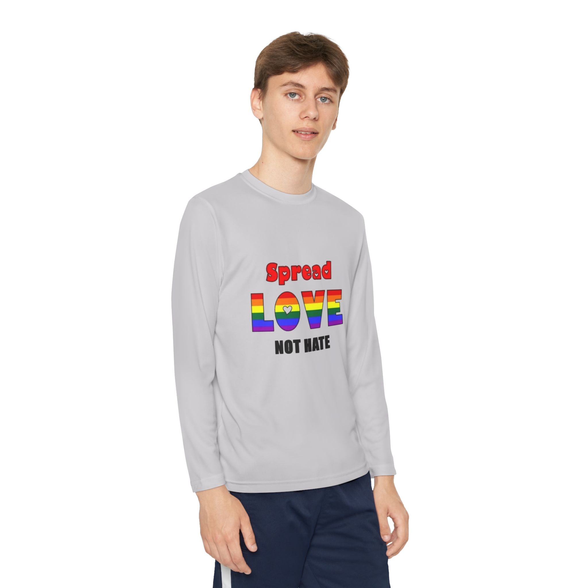 Spread Love Not Hate Youth Long Sleeve Competitor T-Shirt