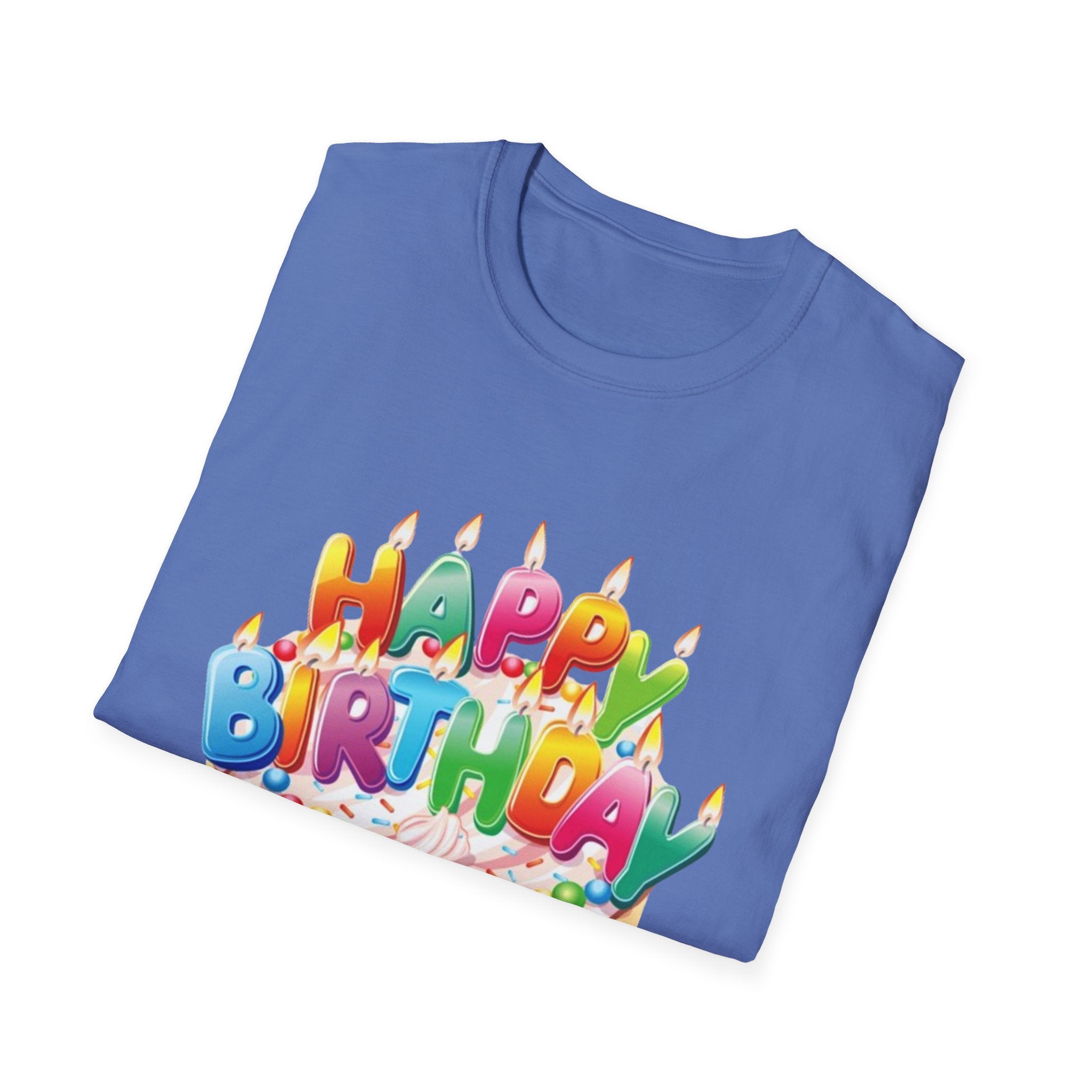 Happy Birthday Cake Unisex Softstyle T-Shirt-Personalize It!