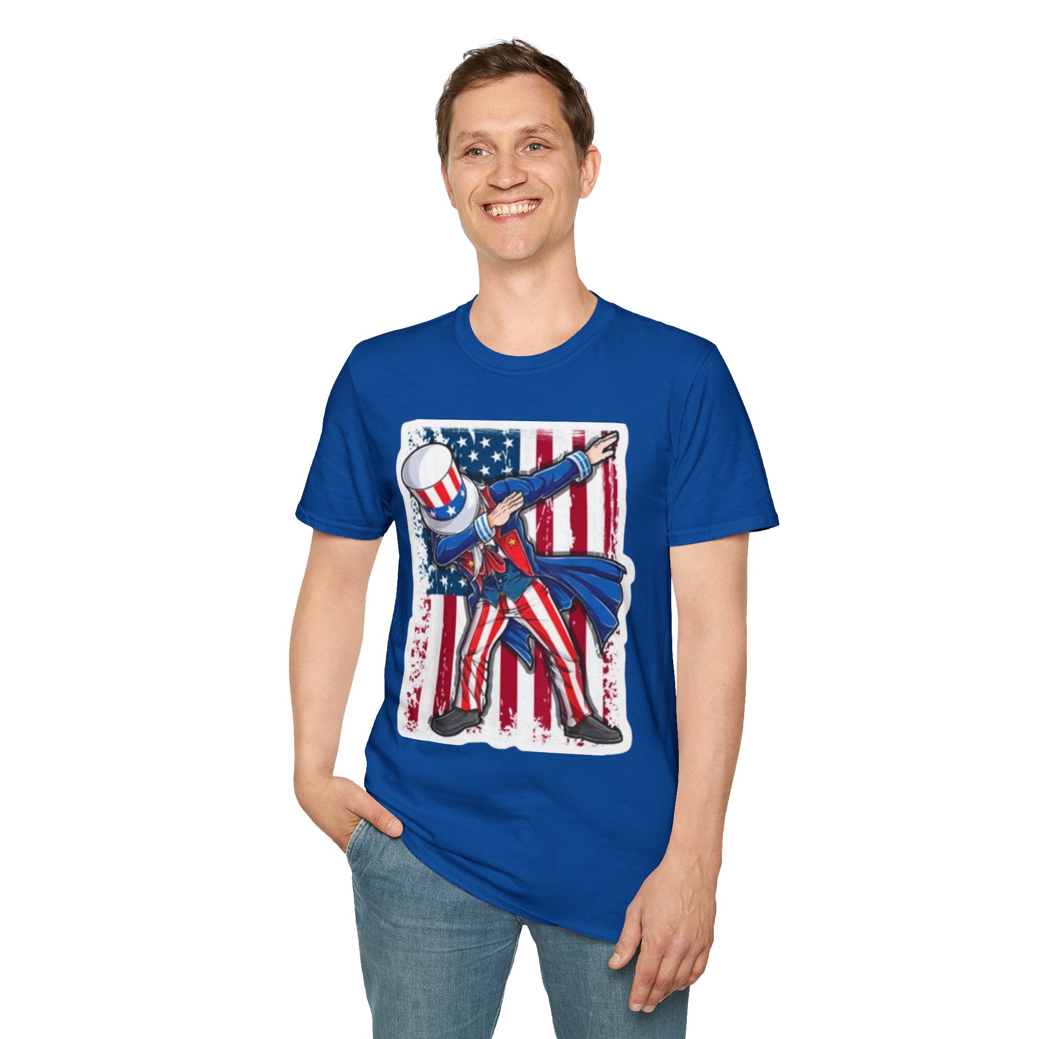 Patriotic Uncle Sam Dabbing Unisex Softstyle T-Shirt