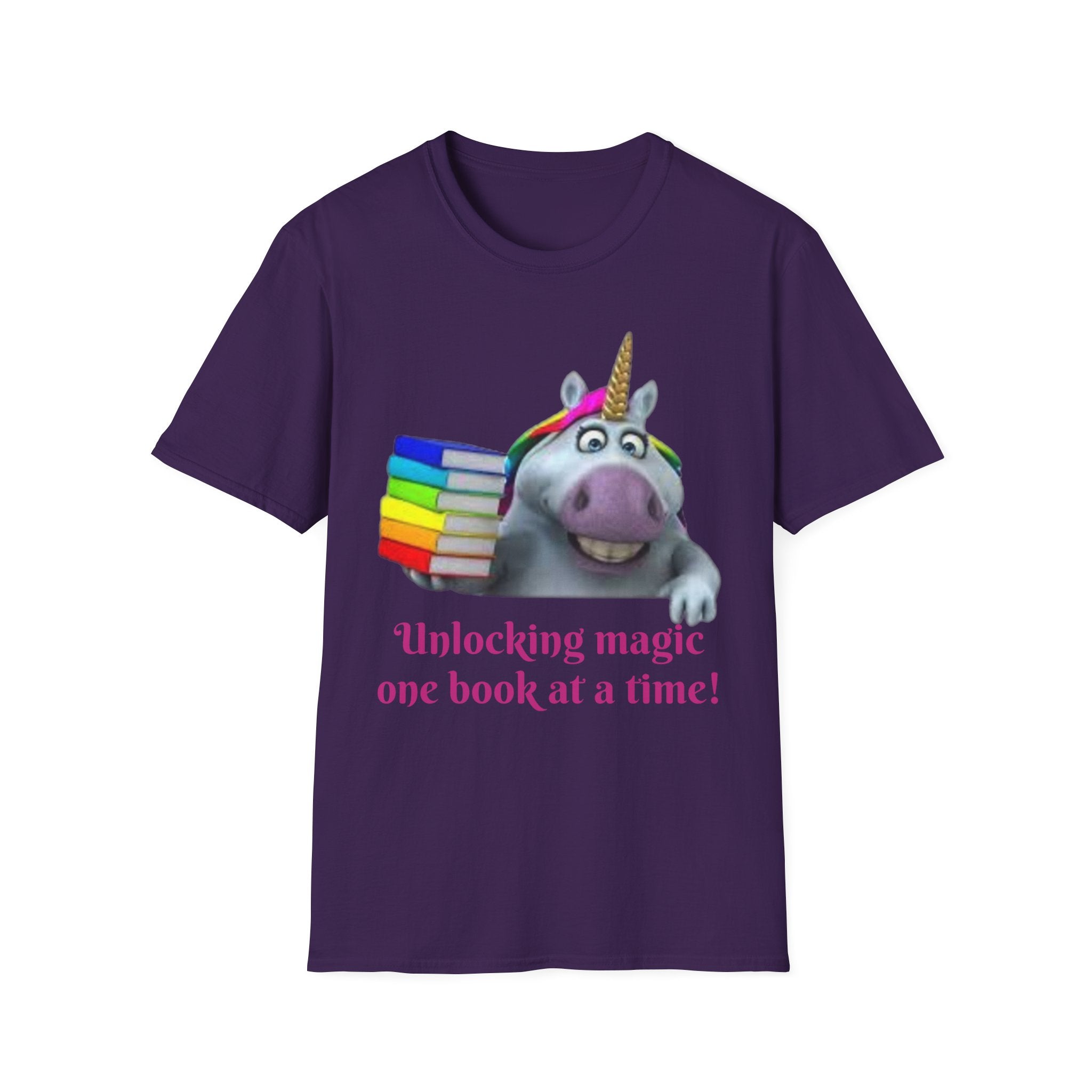 Unlocking Magic, One Book At A Time! Unicorn Unisex Softstyle T-Shirt