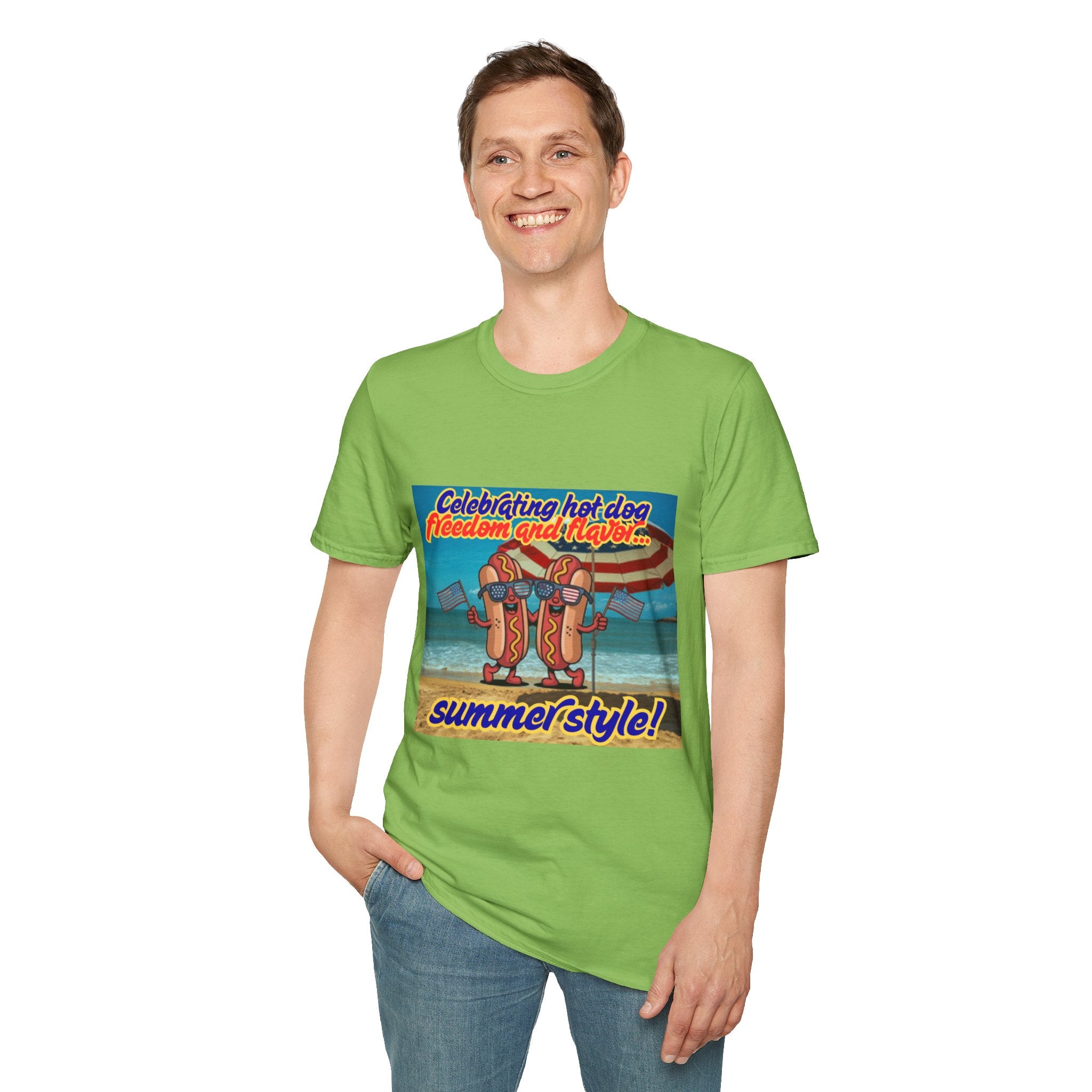 Celebrating Hot Dog Freedom And Flavor Summer Style! Unisex Softstyle T-Shirt