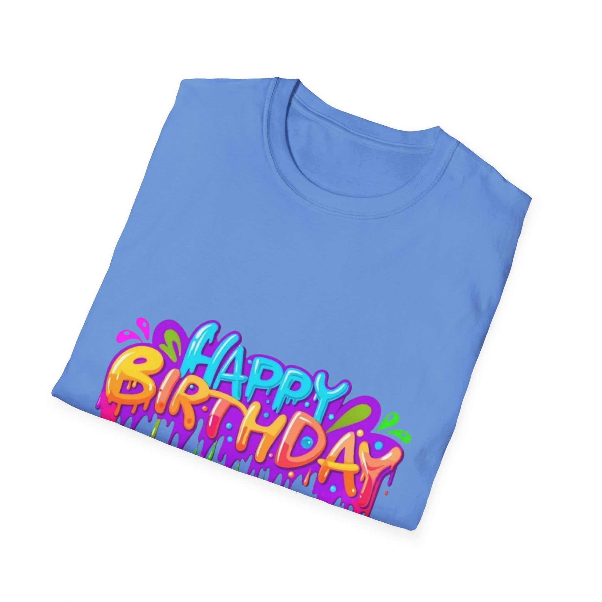 Happy Birthday Unisex Softstyle Short Sleeve T-Shirt Personalize It!