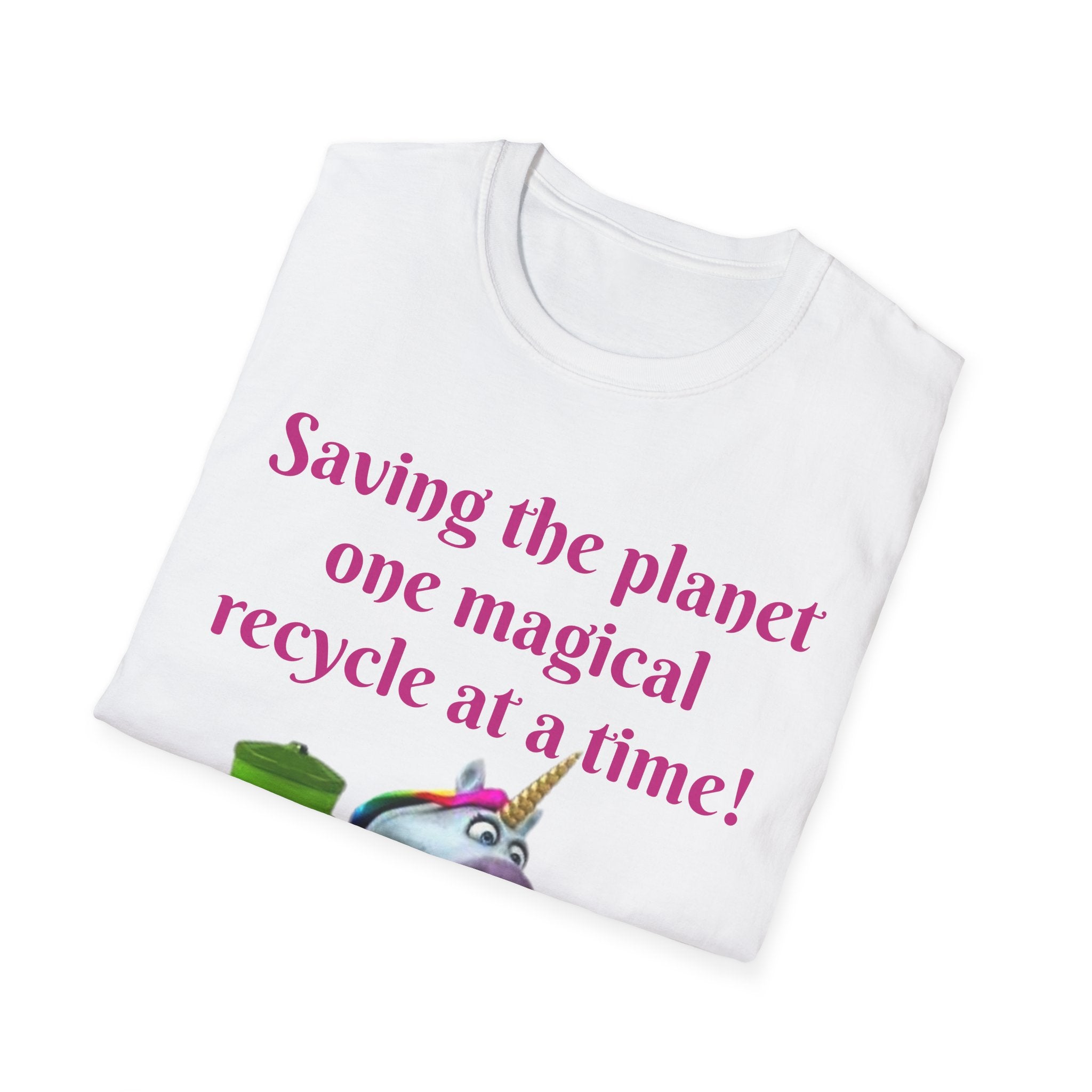 Saving The Planet One Magical Recycle At A Time! Unicorn Unisex Softstyle T-Shirt