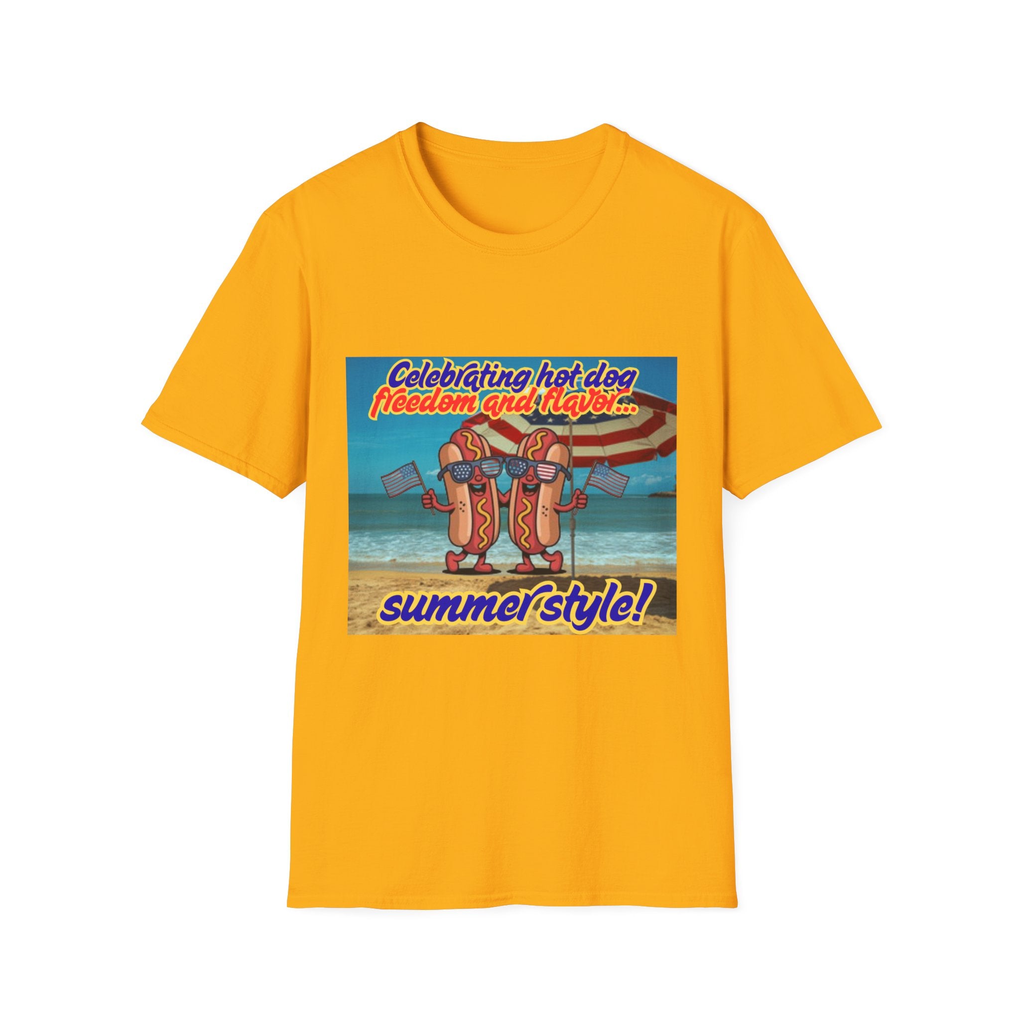 Celebrating Hot Dog Freedom And Flavor Summer Style! Unisex Softstyle T-Shirt