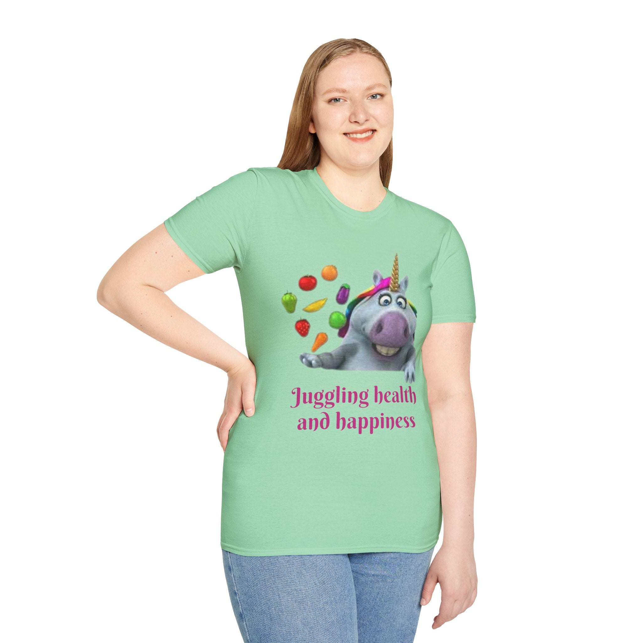 Juggling Health And Happiness Unicorn Unisex Softstyle T-Shirt