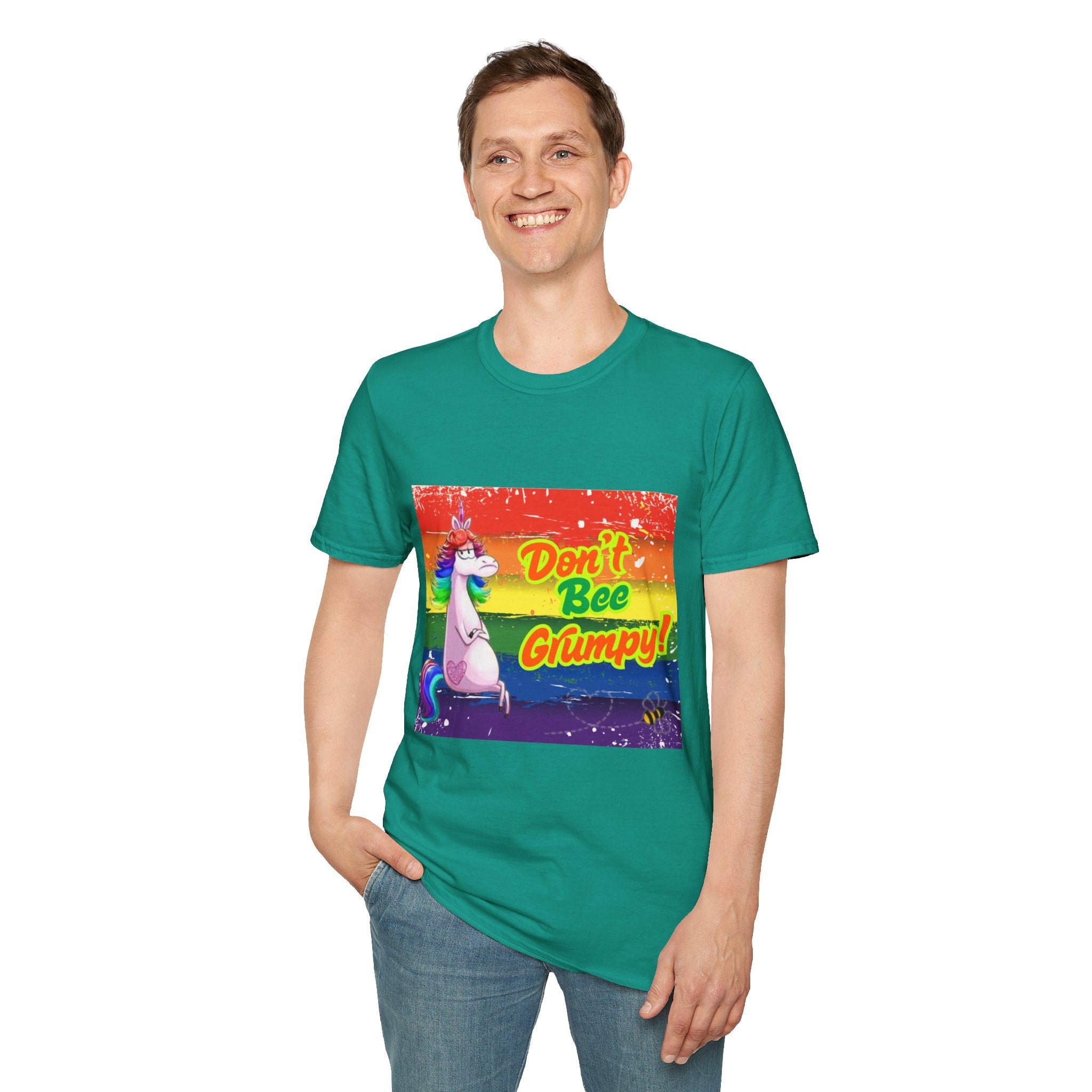 Don't Bee Grumpy Rainbow Unisex Softstyle T-Shirt