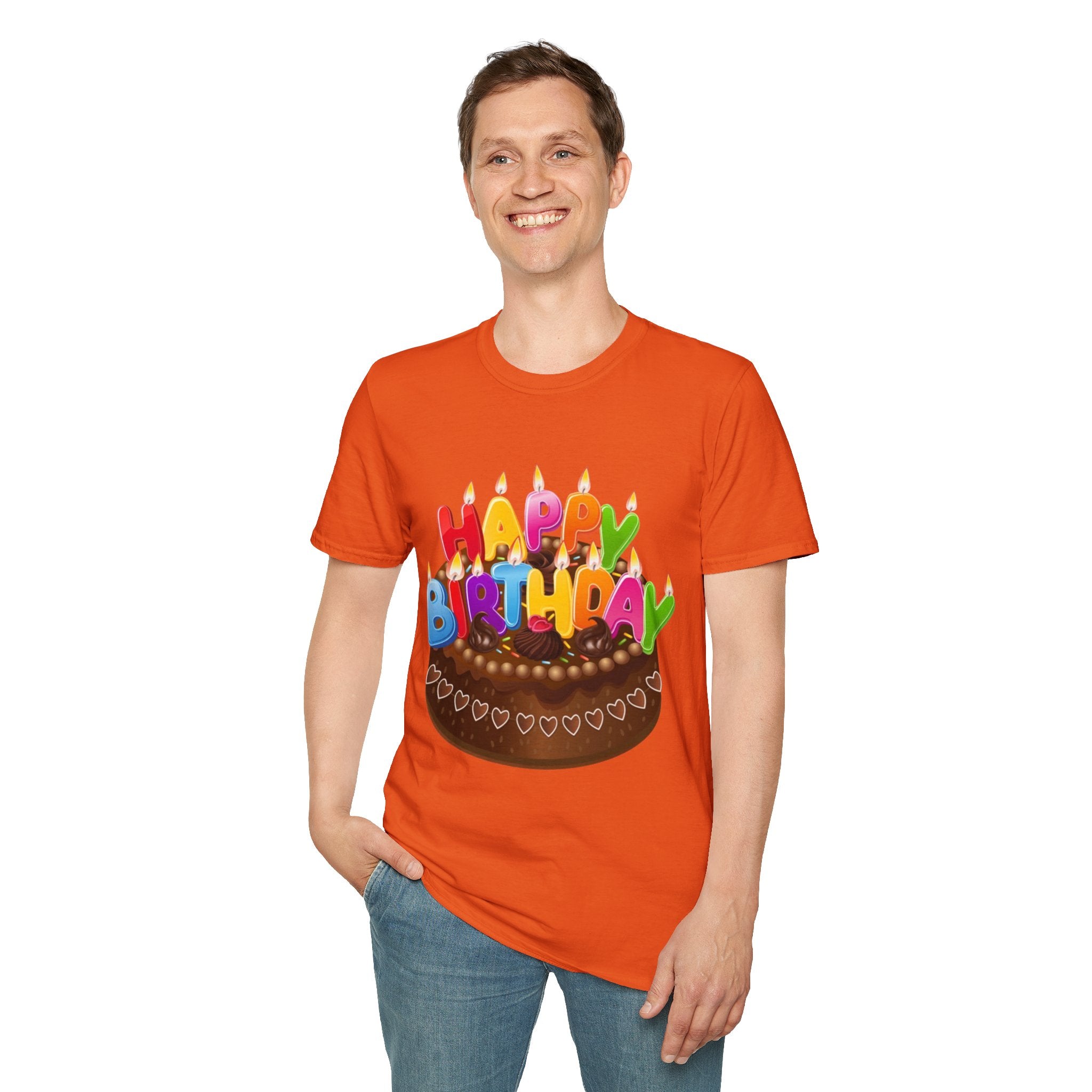 Happy Birthday Cake Unisex Softstyle T-Shirt Personalize It!