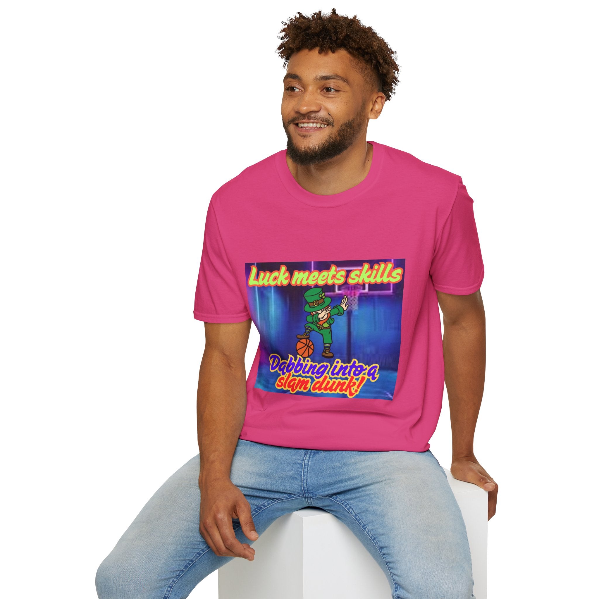 Luck Meets Skills Dabbing Into A Slam Dunk! Unisex Softstyle T-Shirt
