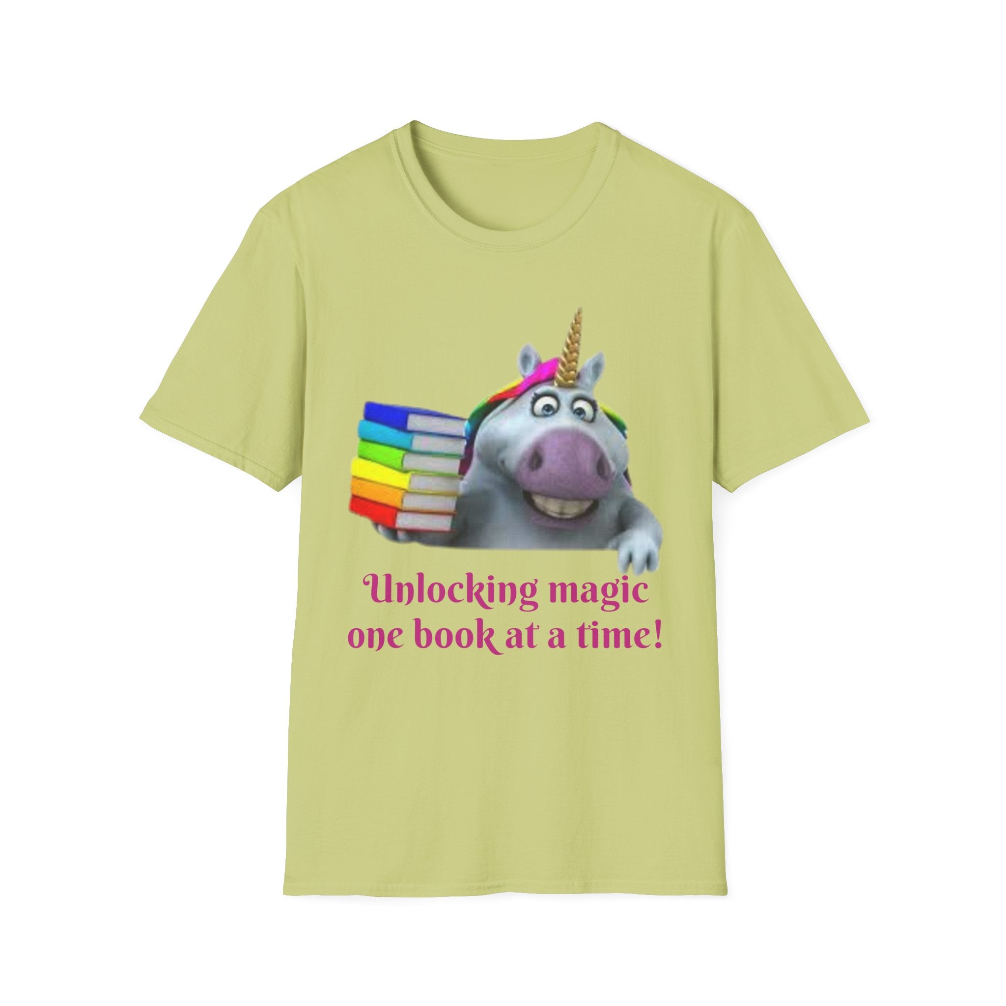 Unlocking Magic, One Book At A Time! Unicorn Unisex Softstyle T-Shirt