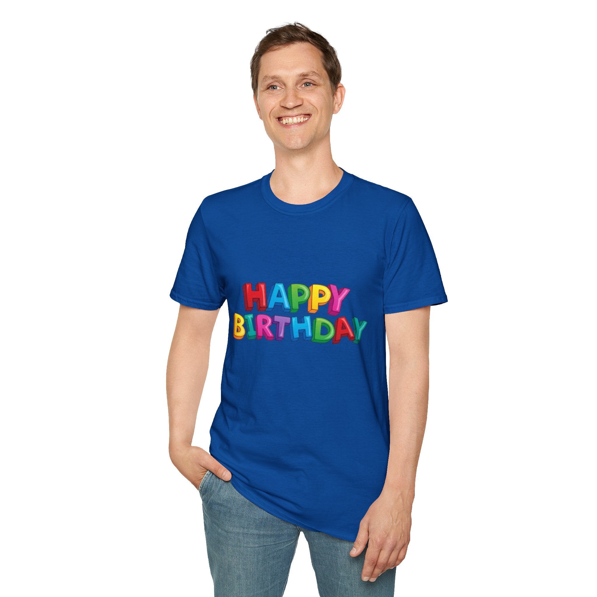Happy Birthday Unisex Softstyle T-Shirt-Personalize It!