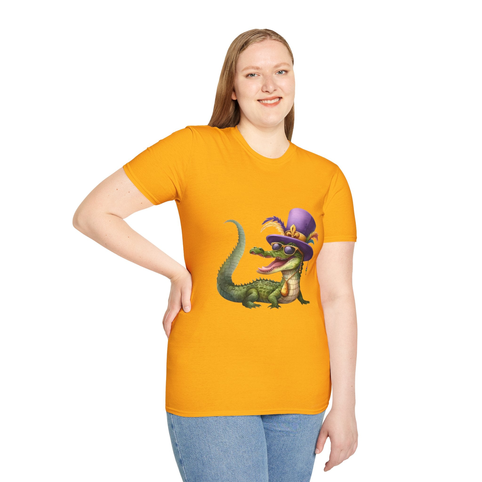 Mardi Gras Alligator Unisex Softstyle T-Shirt
