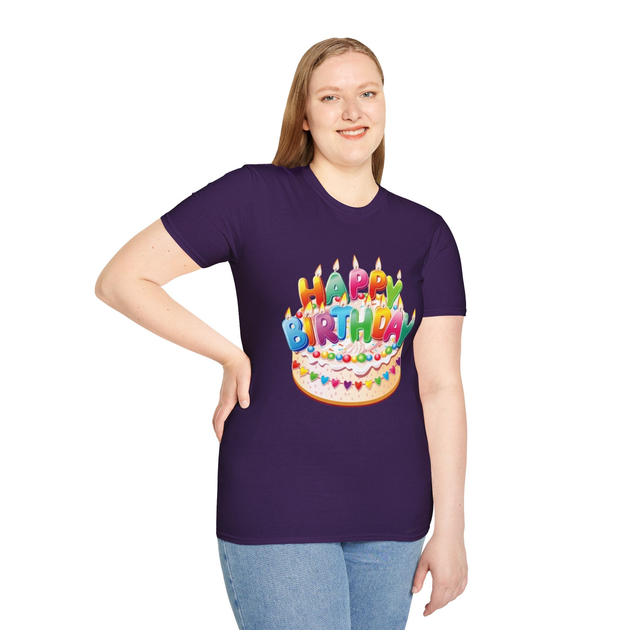 Happy Birthday Cake Unisex Softstyle T-Shirt-Personalize It!