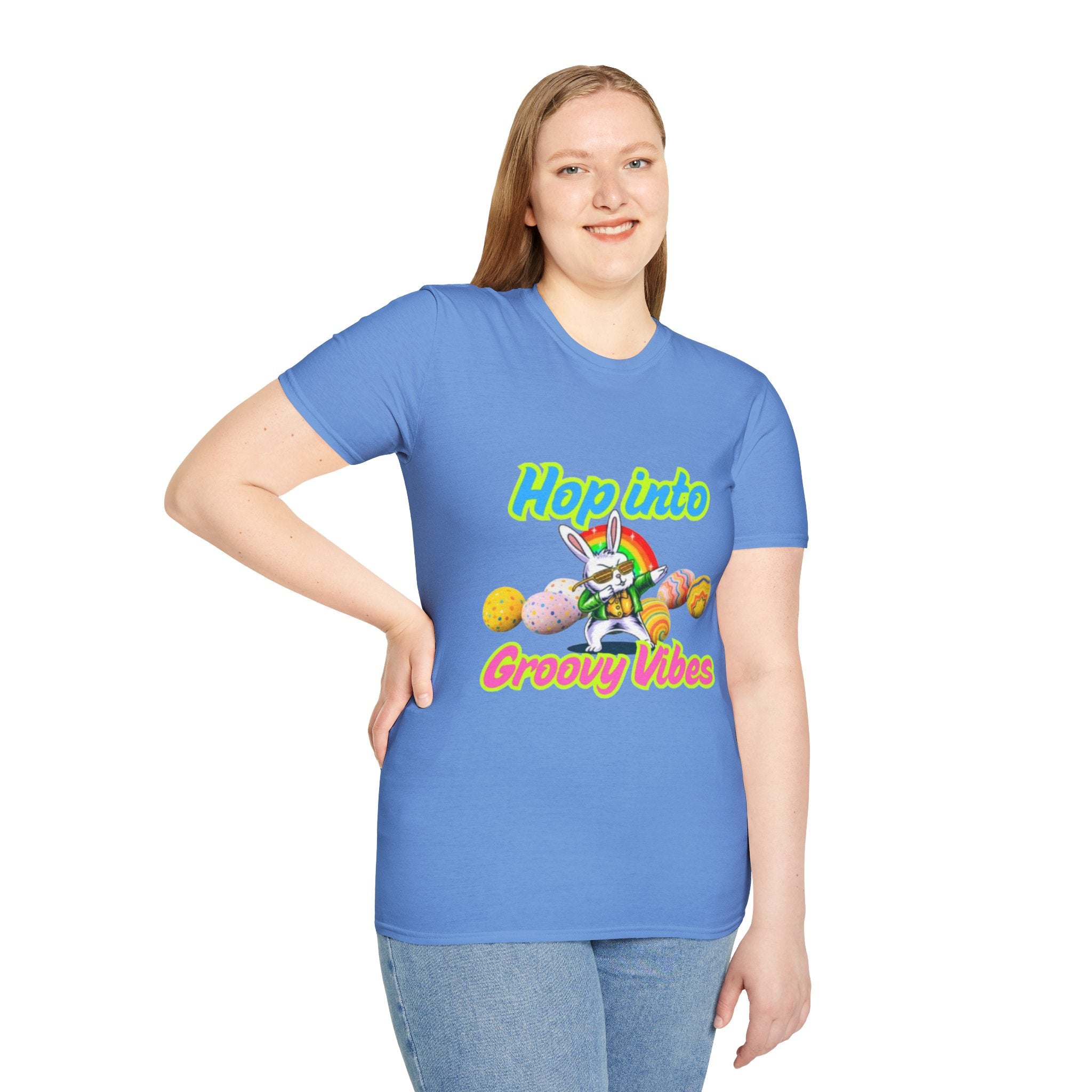 Hop Into Groovy Vibes Bunny Unisex Softstyle T-Shirt