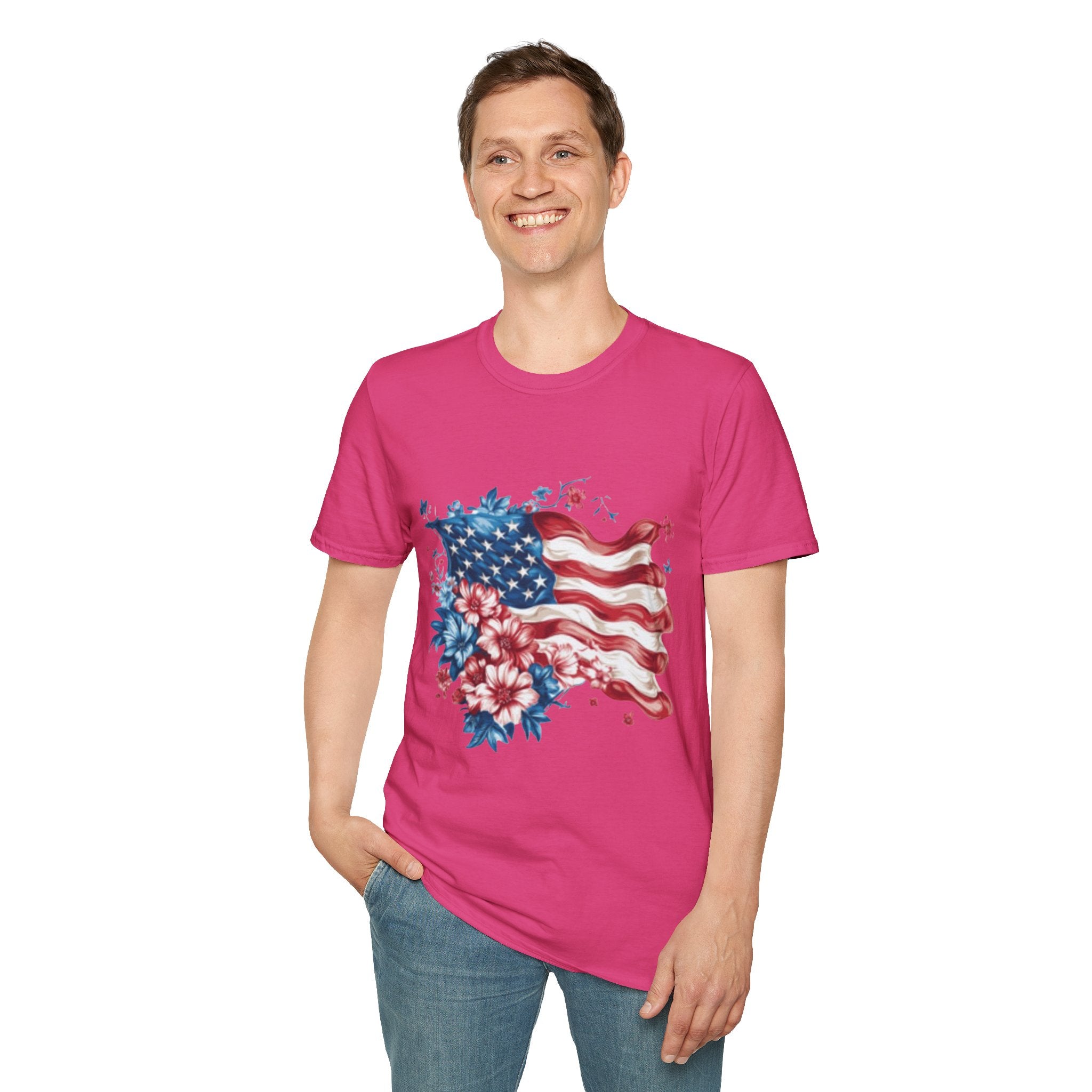 Patriotic USA Flag Unisex Softstyle T-Shirt