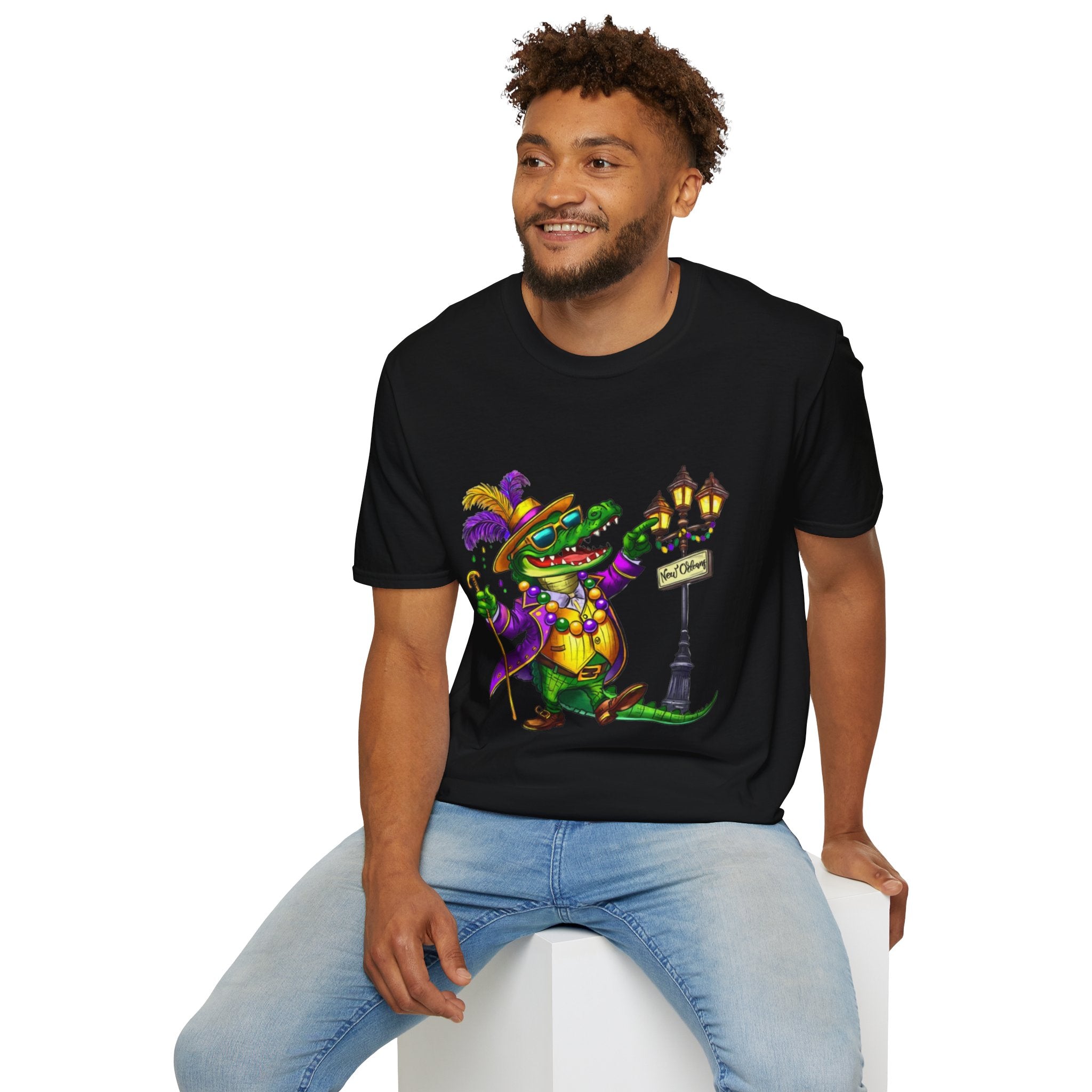 Mardi Gras Gator Unisex Softstyle T-Shirt