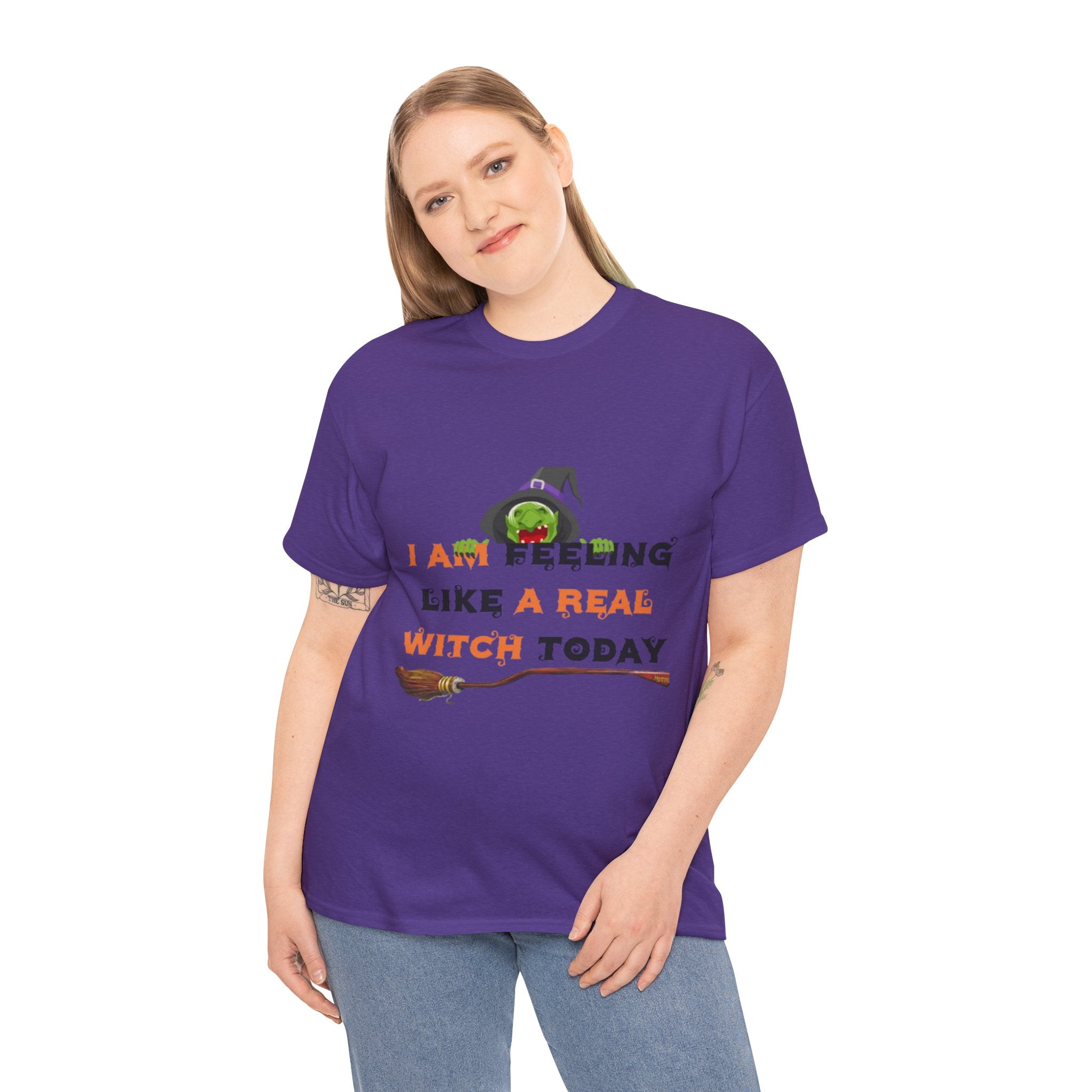 I Am Feeling Like A Real Witch Today Unisex Heavy Cotton Short Sleeve T-Shirt